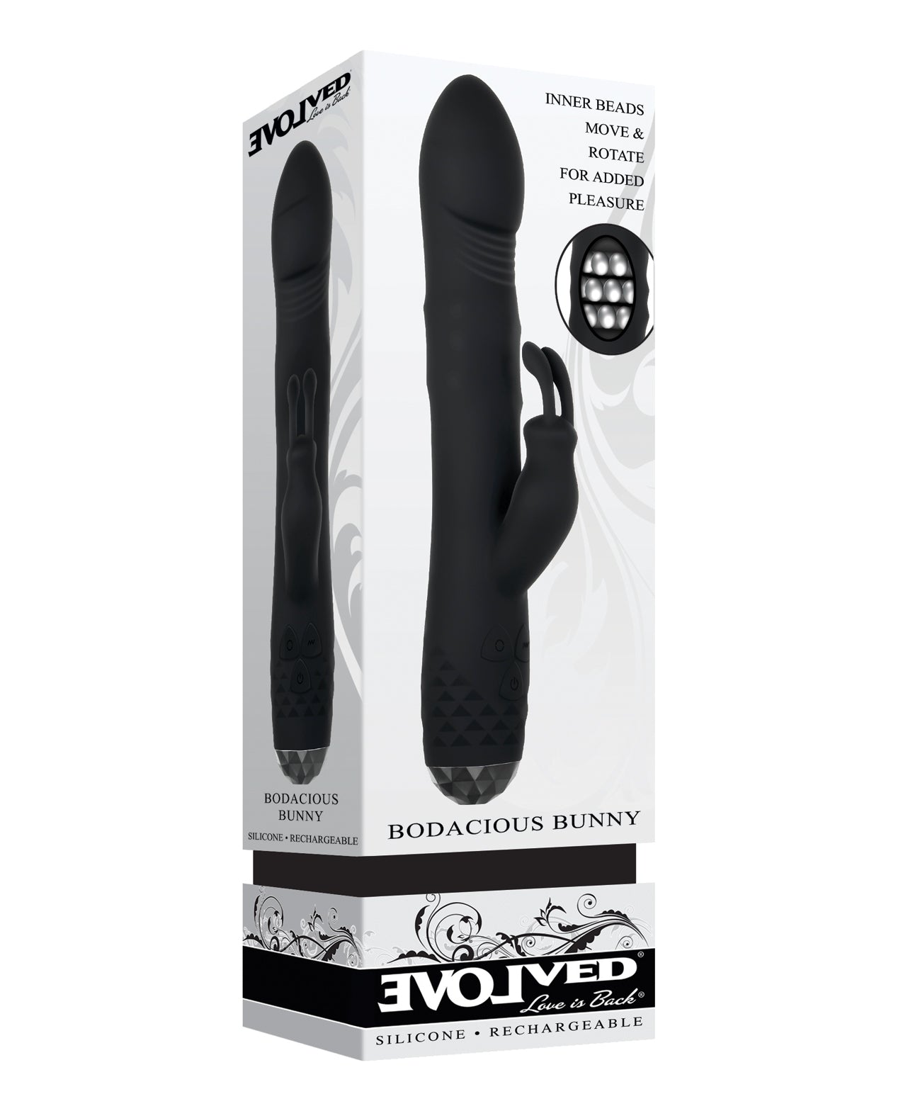 Bodacious Bunny Rechargeable Silicone Rabbit Vibrator - Black | Powerful Dual Stimulation for Women | Perfect for Couples Play & Solo Pleasure
