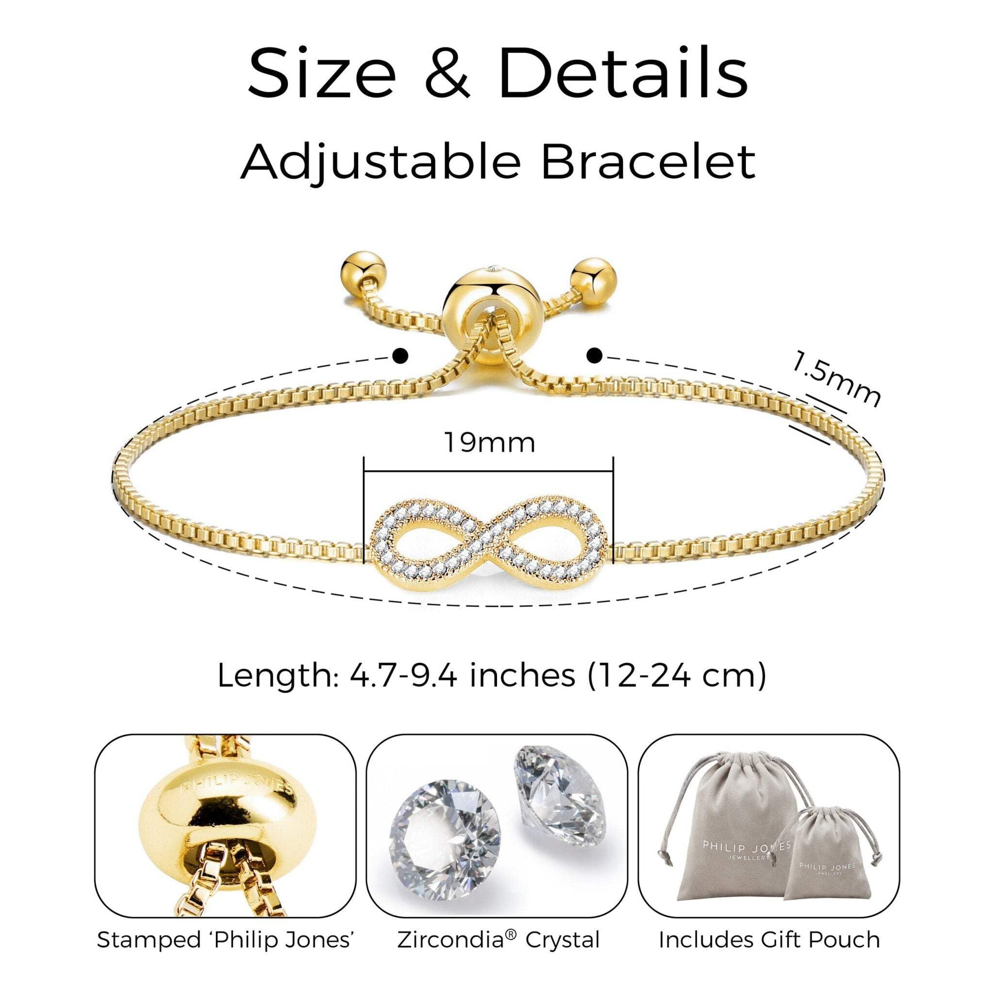 Gold Plated Infinity Friendship Bracelet with Zircondia® Crystals - Perfect Gift for Best Friends