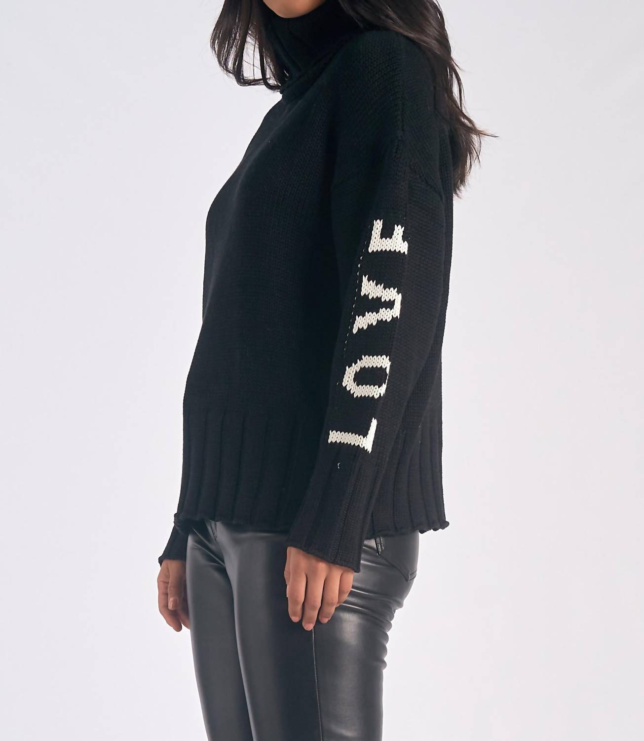 Free Love Chunky Turtleneck Sweater for Women - Black Winter Knit Pullover | Cozy Casual Wear for Office, Date Night & Holiday Outfits