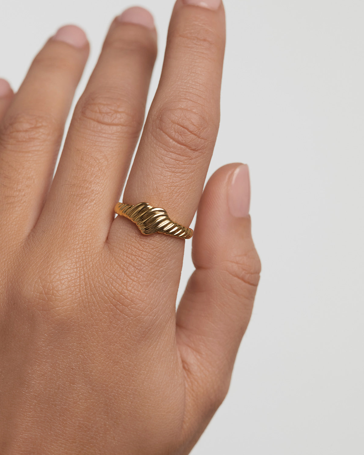 GRID 5 Gold Love Stamp Ring - Elegant Stackable Band for Women, Perfect for Valentine's Day, Anniversary & Everyday Wear