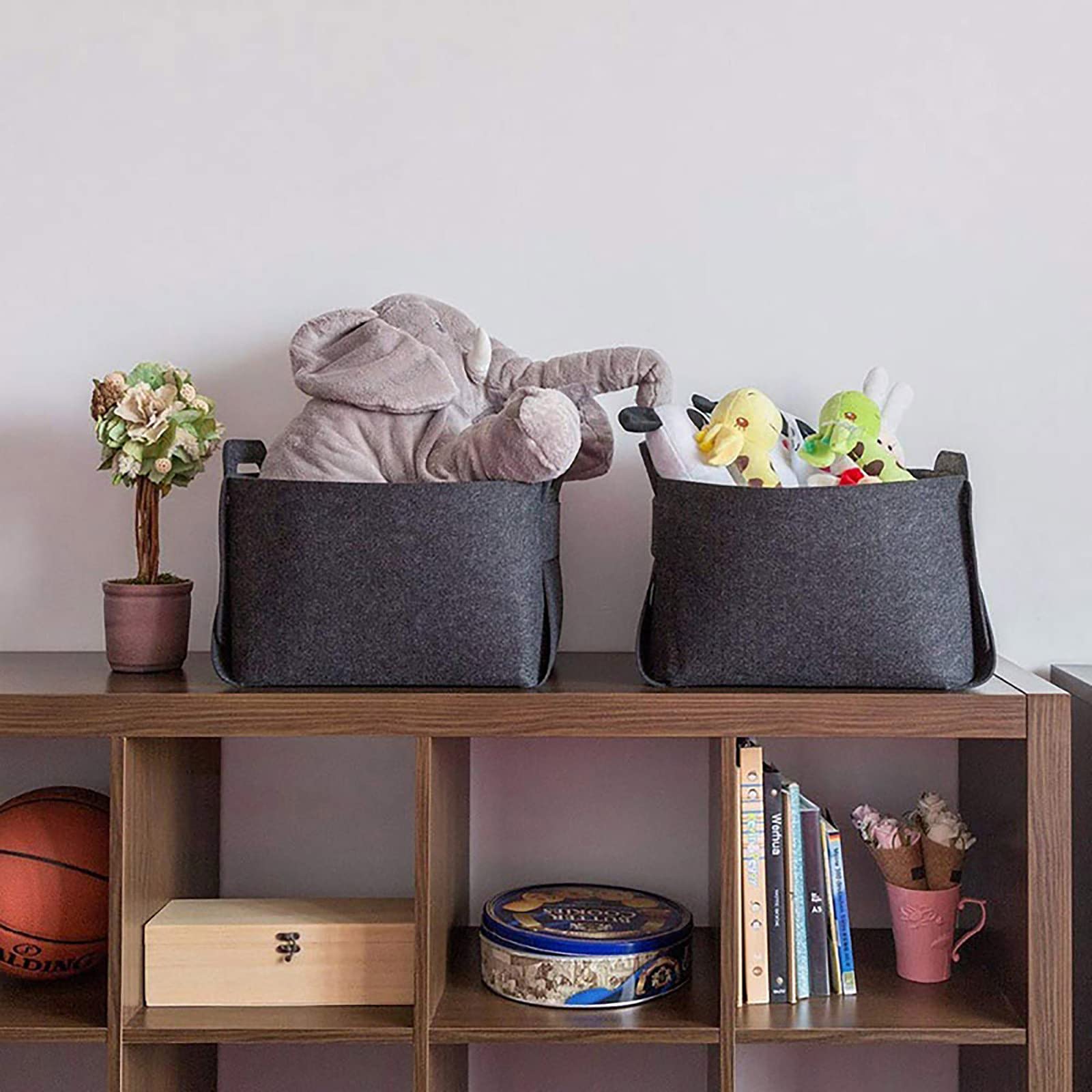 Foldable Felt Storage Box Organizer - Grey Multi-Purpose Bin for Office, Bedroom, Closet, Nursery & Laundry | Perfect for Organizing Toys, Books, DVDs & Clothes