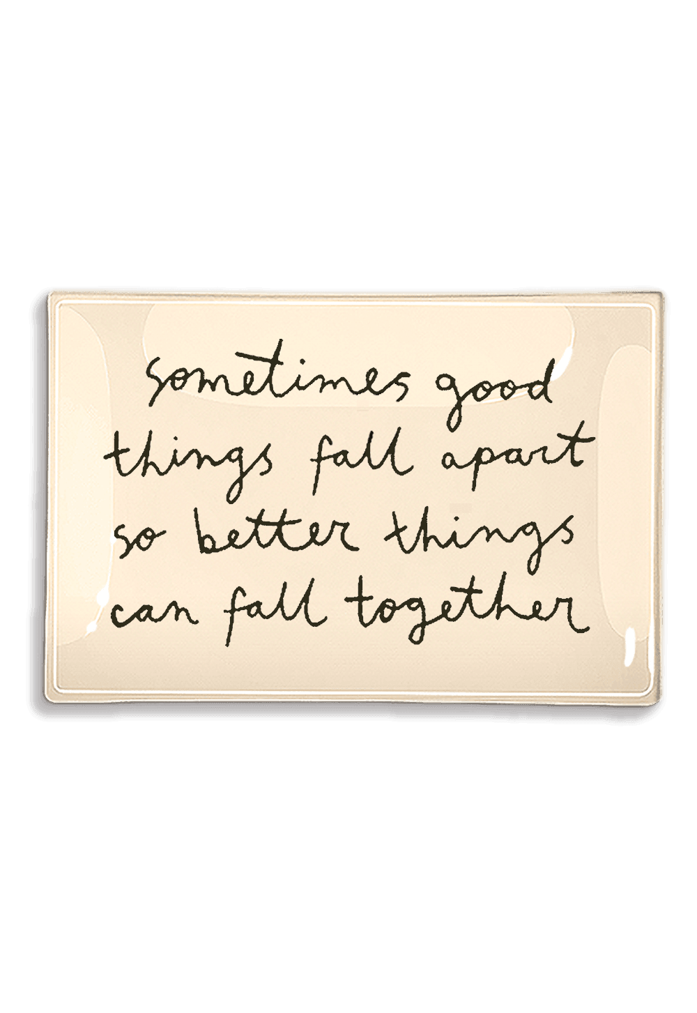 Sometimes Things Fall Apart Script Decoupage Glass Tray - Elegant Serving Tray for Coffee, Tea, and Breakfast in Bed