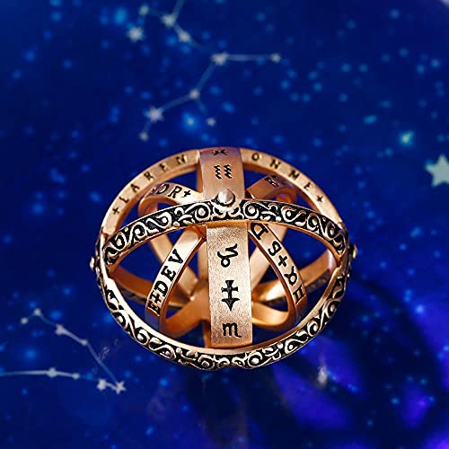 Jeulia Open Astronomical Sphere Ball Ring - 925 Sterling Silver Foldable Comic Finger Ring for Men & Women - Couple Lover Jewelry Gift Set with Free Chain - Perfect for Anniversary, Valentine's Day & Romantic Occasions