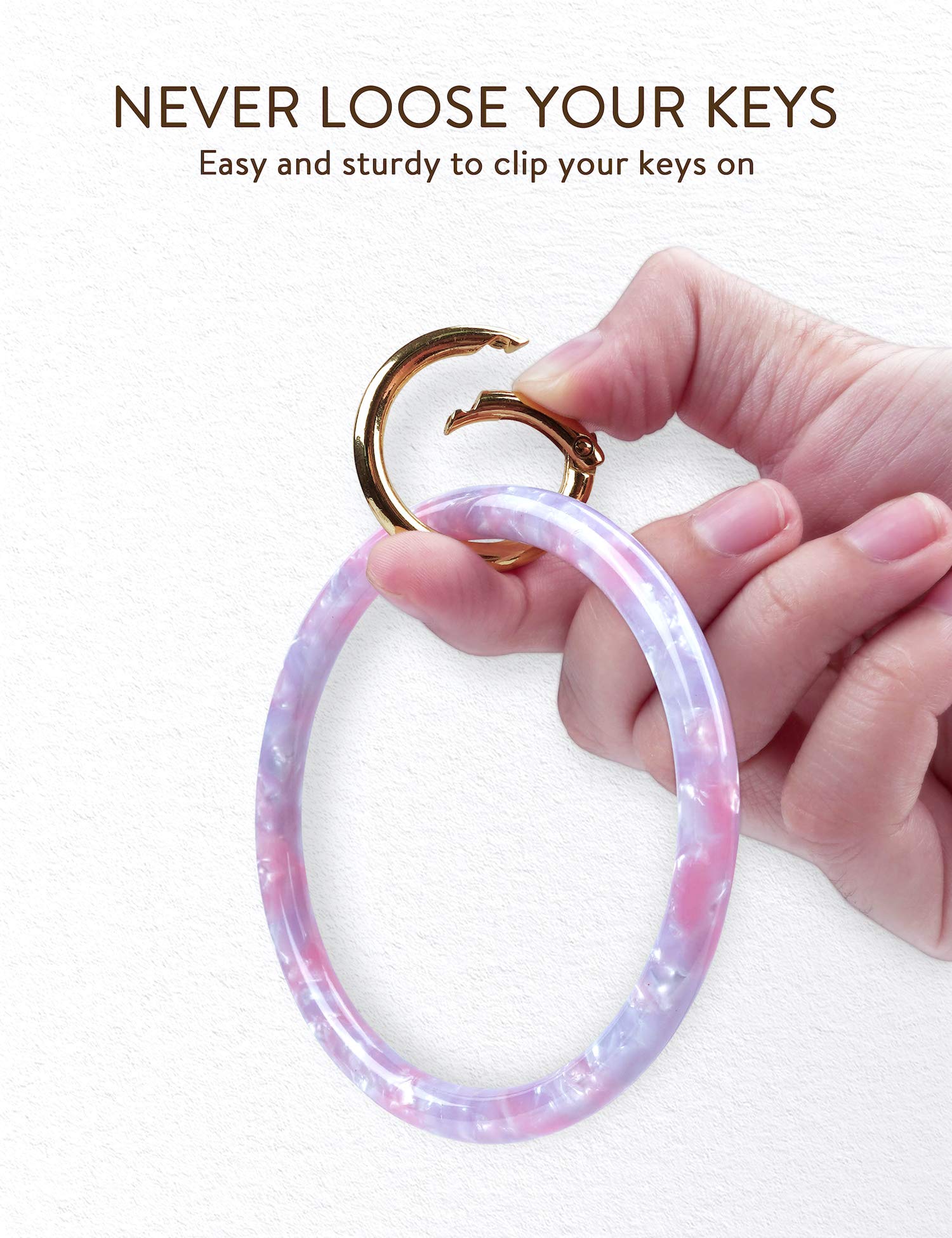 Stylish Acetate Circle Keyring Bracelet for Women - Wrist Keychain with Bangle Design | Perfect for Everyday Wear, Travel, and Key Organization