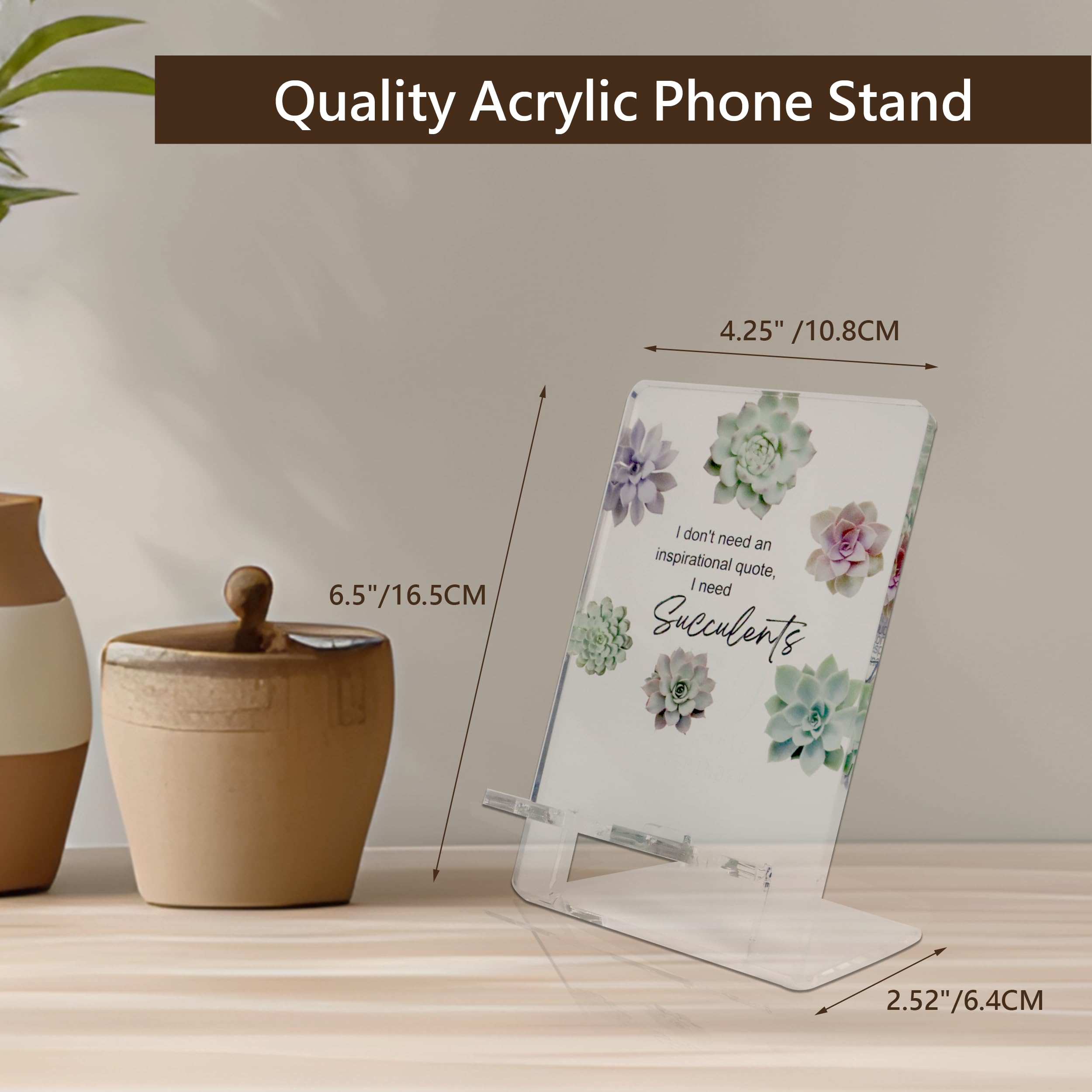 Stylish Acrylic Phone Stand with Succulent Design - 4.25