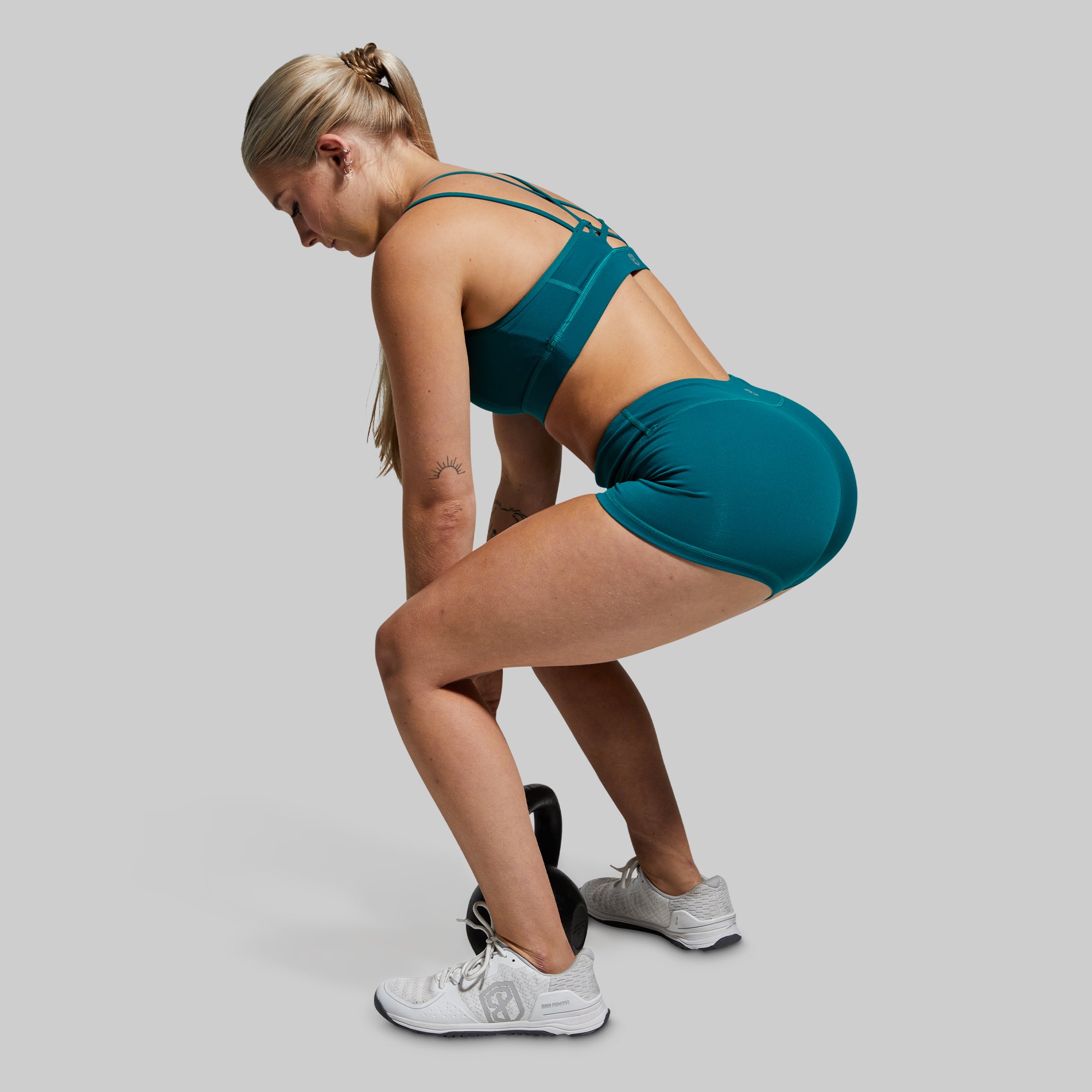 Renewed Vigor Booty Short 2.0 - High Waisted Workout Shorts for Women, Emerald Green Gym Yoga Running Shorts - Perfect for Fitness, Training & Active Lifestyle