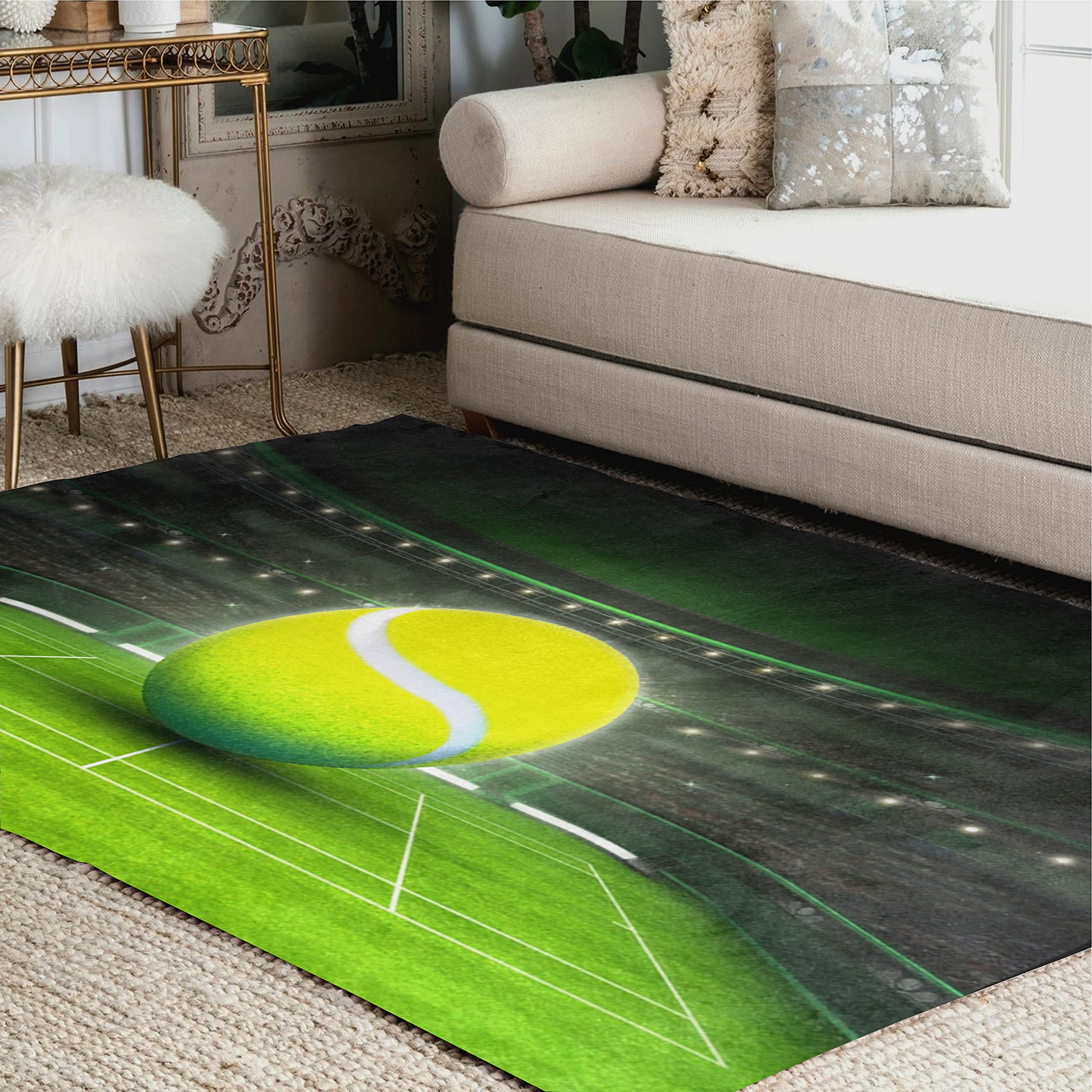 ALAZA Tennis Ball Design Court Sport Area Rug - 5'3