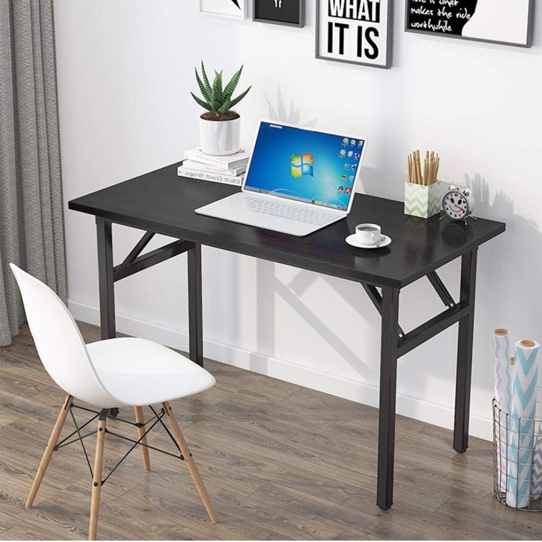 Baodanla 47-inch Folding Desk - Modern Computer Desk & Writing Table, Space Saving Foldable Home Office Desk for Small Spaces | Perfect for Remote Work, Study & Laptop Use