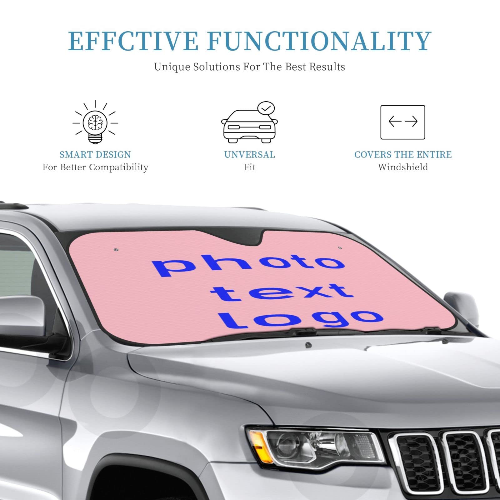 Custom Car Sun Visor with Personalized Image/Logo/Text - Foldable Windshield Sunshade for Cars, Trucks & SUVs | Perfect Gift for Drivers & Road Trips