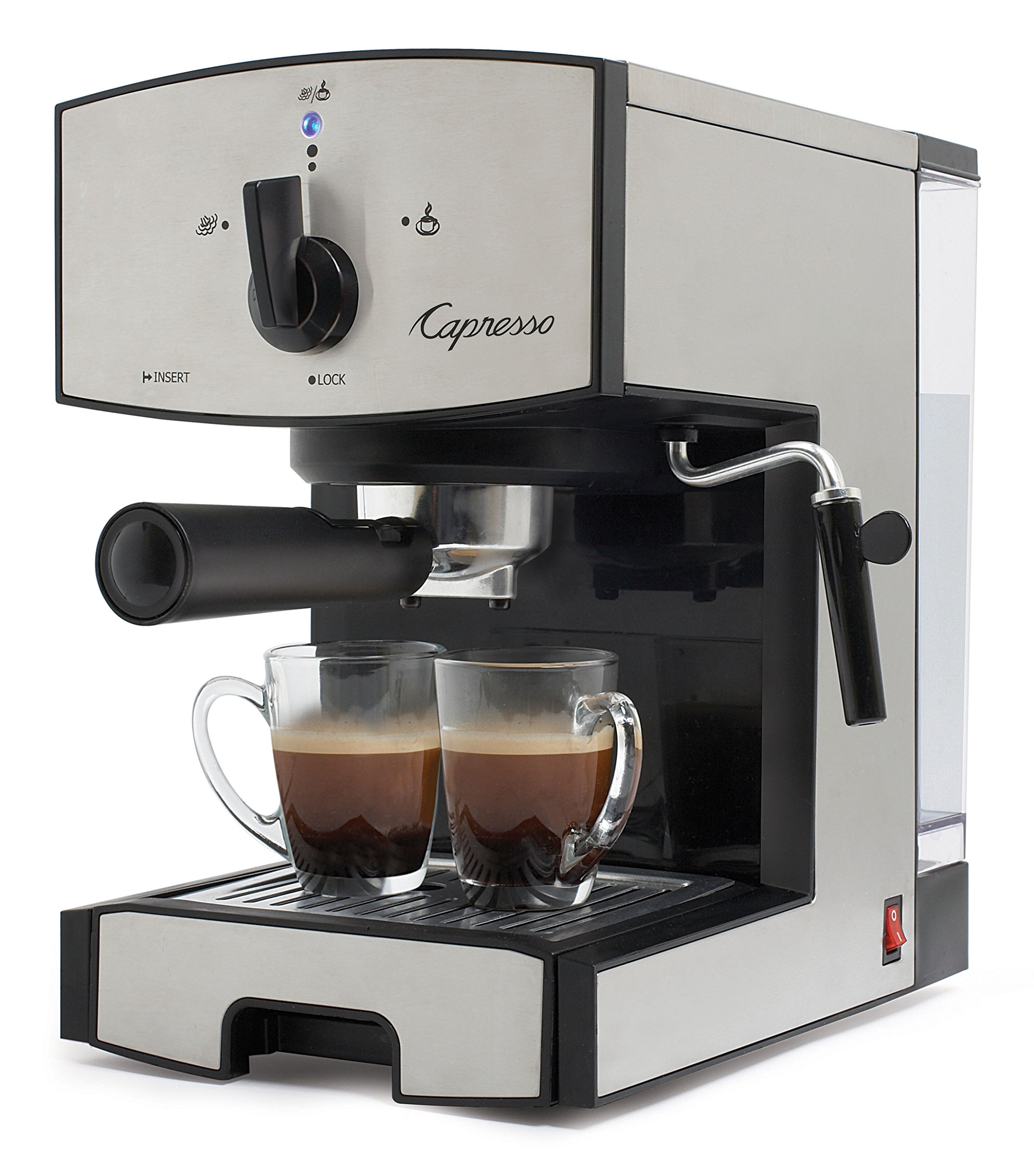 Capresso 117.05 EC50 Stainless Steel Pump Espresso & Cappuccino Machine - Black/Silver | Perfect for Home Baristas & Coffee Lovers | Compact Design for Kitchen Countertops