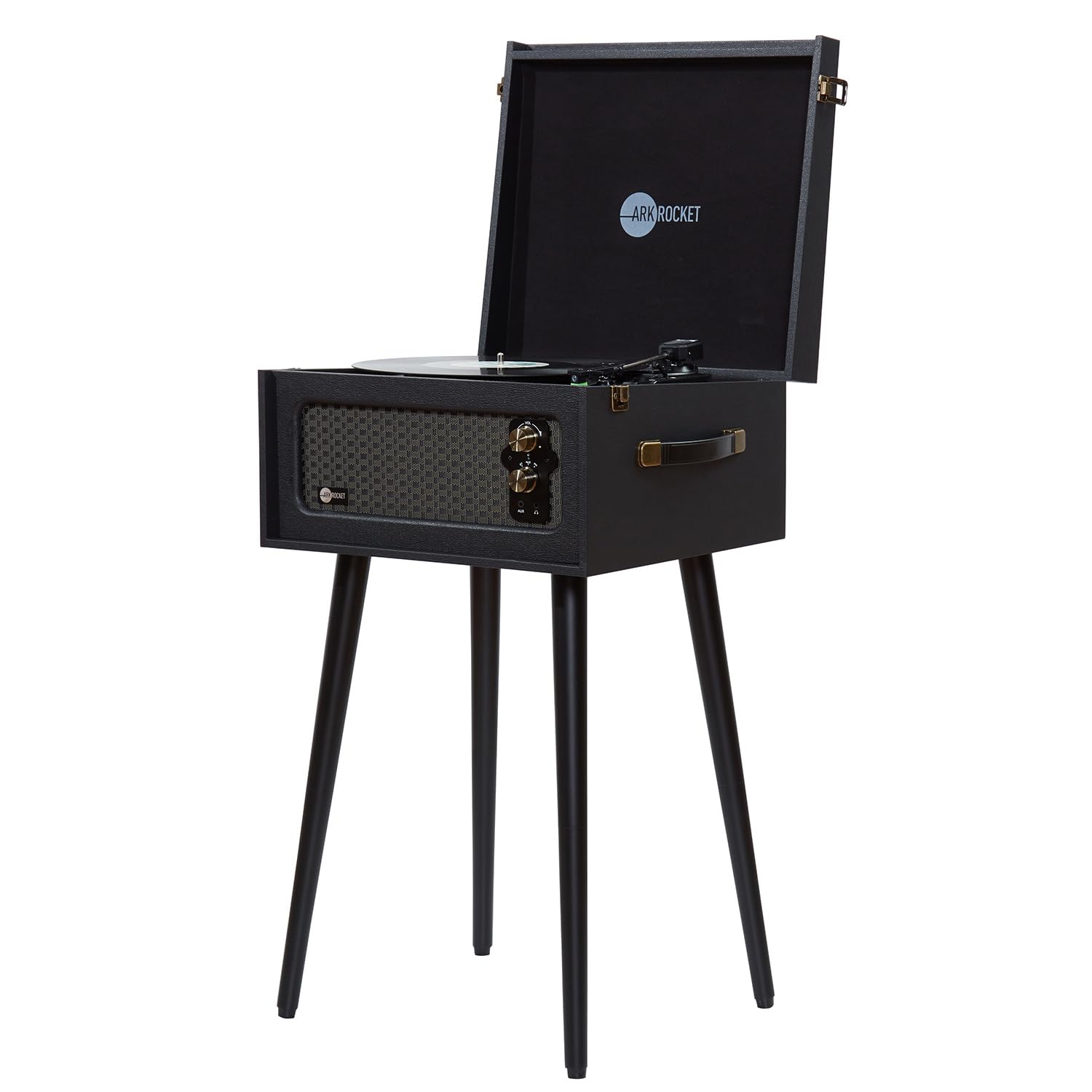 Arkrocket Discovery II 3-Speed Bluetooth Vinyl Record Player - Retro Style Turntable with Built-in Speakers, Removable Legs & Wireless Streaming (Black) - Perfect for Home Decor, Vintage Music Lovers & Gift Giving