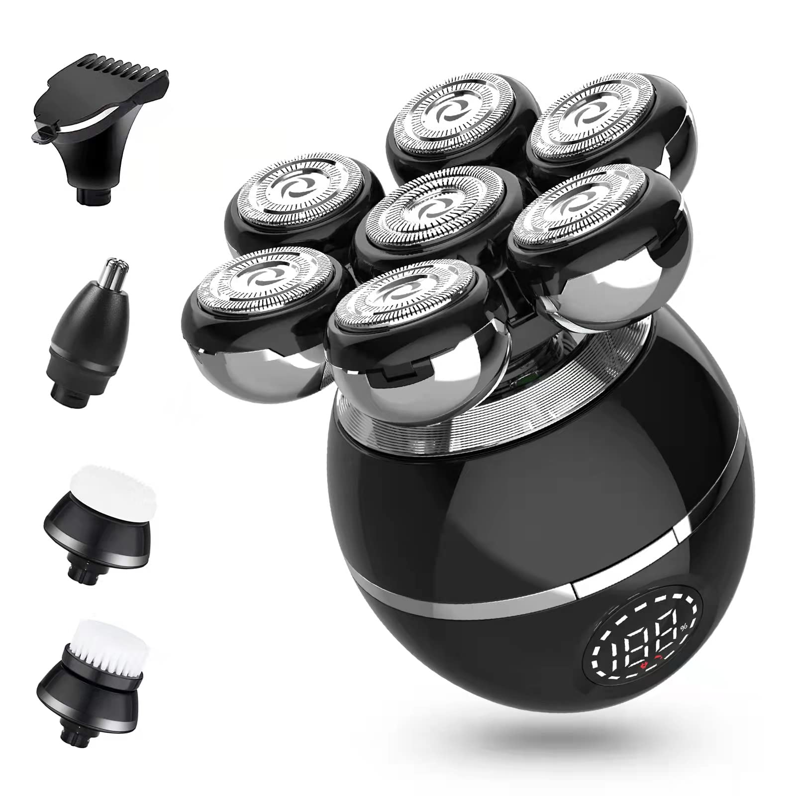 BSOTENA 7D 5-in-1 Electric Head Shaver for Bald Men - Modern Cordless Rechargeable Men's Grooming Kit - Perfect for Travel, Home & Professional Use