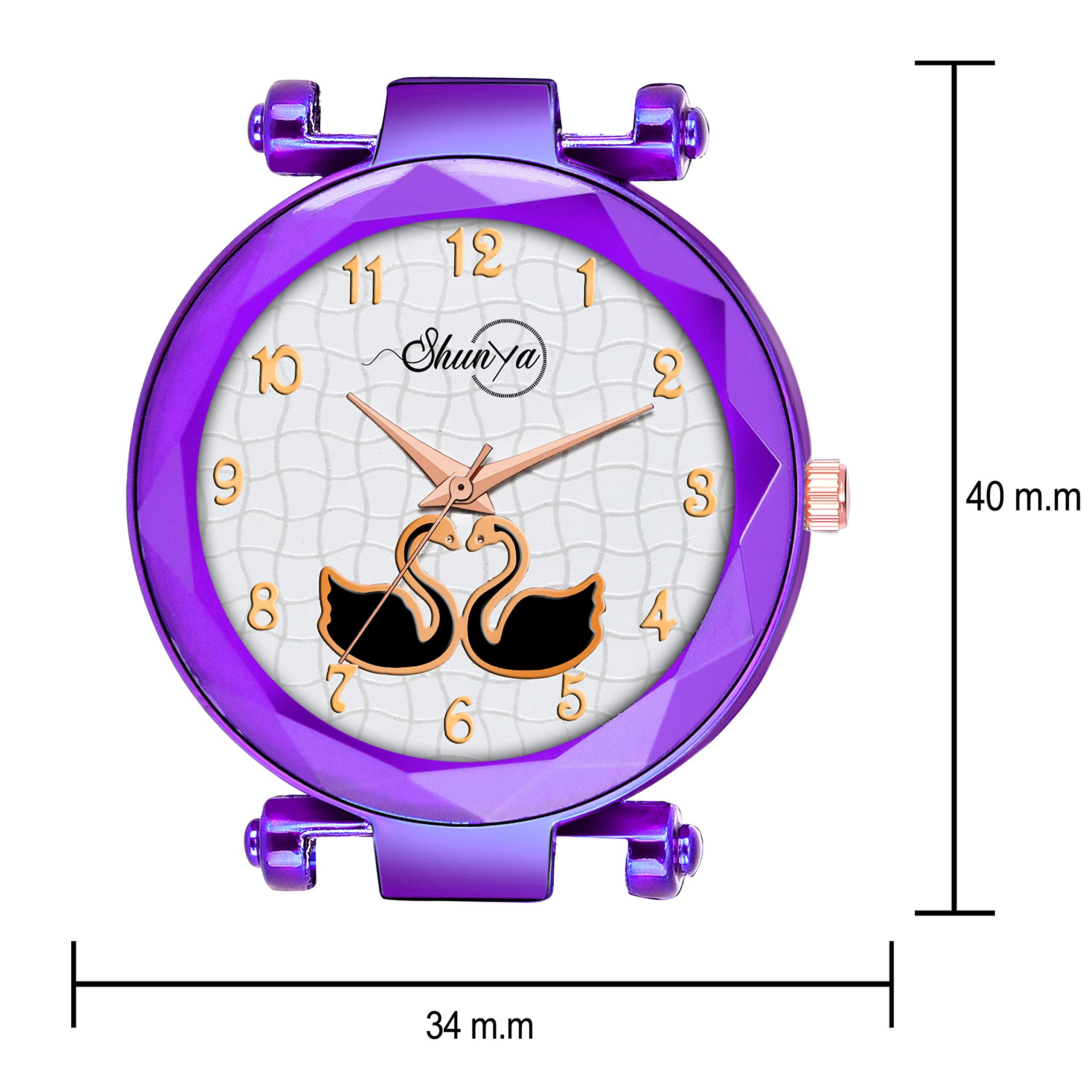 Shunya Luxury Purple Duck Dial Analog Wrist Watch for Women & Girls - Elegant Magnet Design, Perfect for Office, Party & Daily Wear
