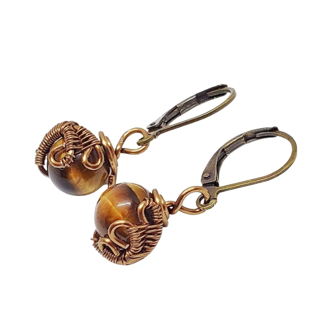 Original Tiger's Eye Lever Back Earrings – Natural Stone Jewelry for Women, Gift for Her, Perfect for Parties & Special Occasions