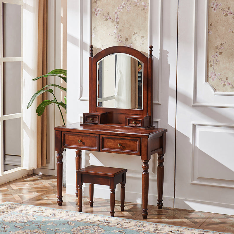 CHARLOTTE Hilton American Country Style Vanity Dressing Table with Mirror - Perfect for Bedroom Makeup & Jewelry Organization