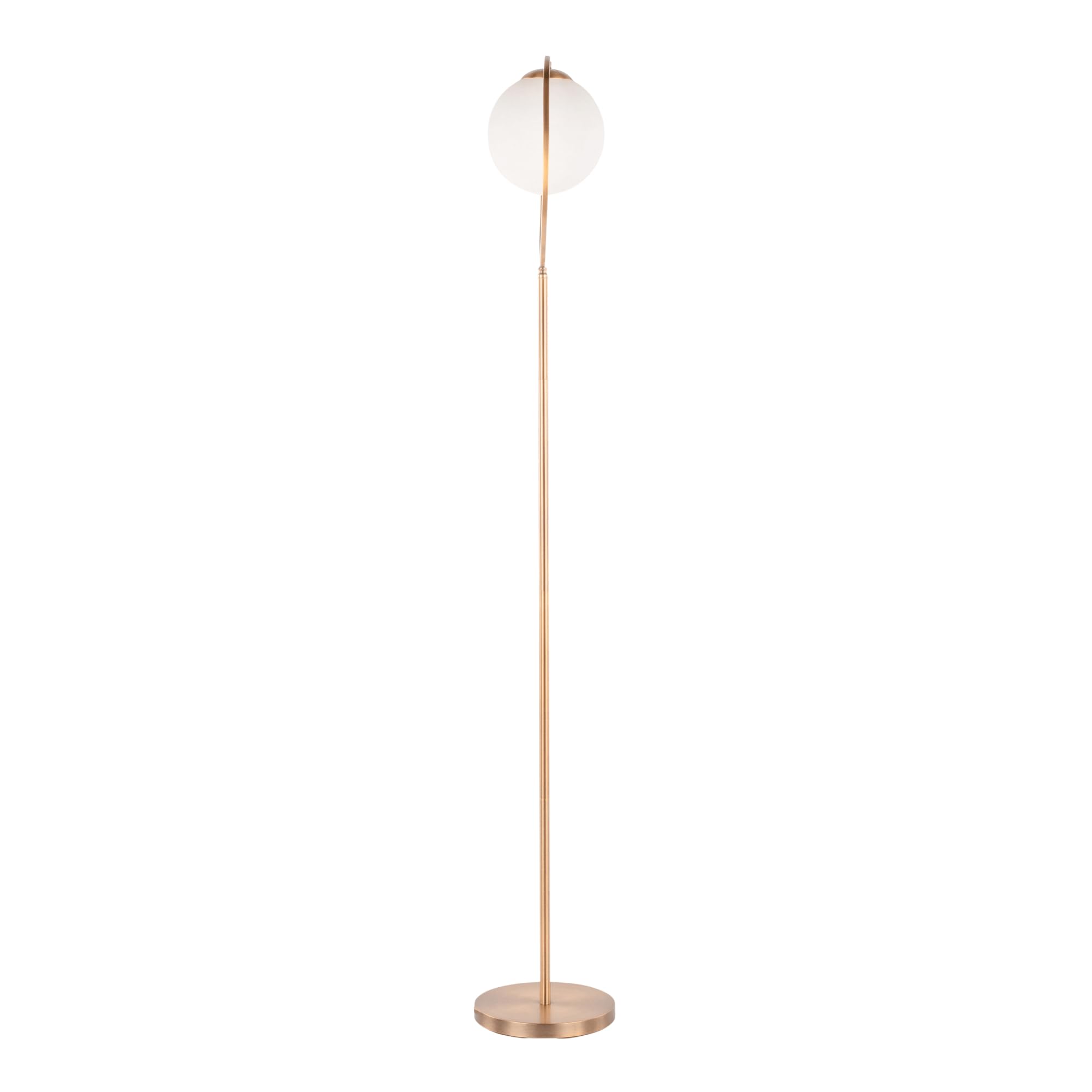 Moon Contemporary Gold Metal & Frosted Glass Floor Lamp - Modern Standing Lamp for Living Room, Bedroom & Corner Decor - Tall Ambient Lighting for Home, Office & Reading Nook