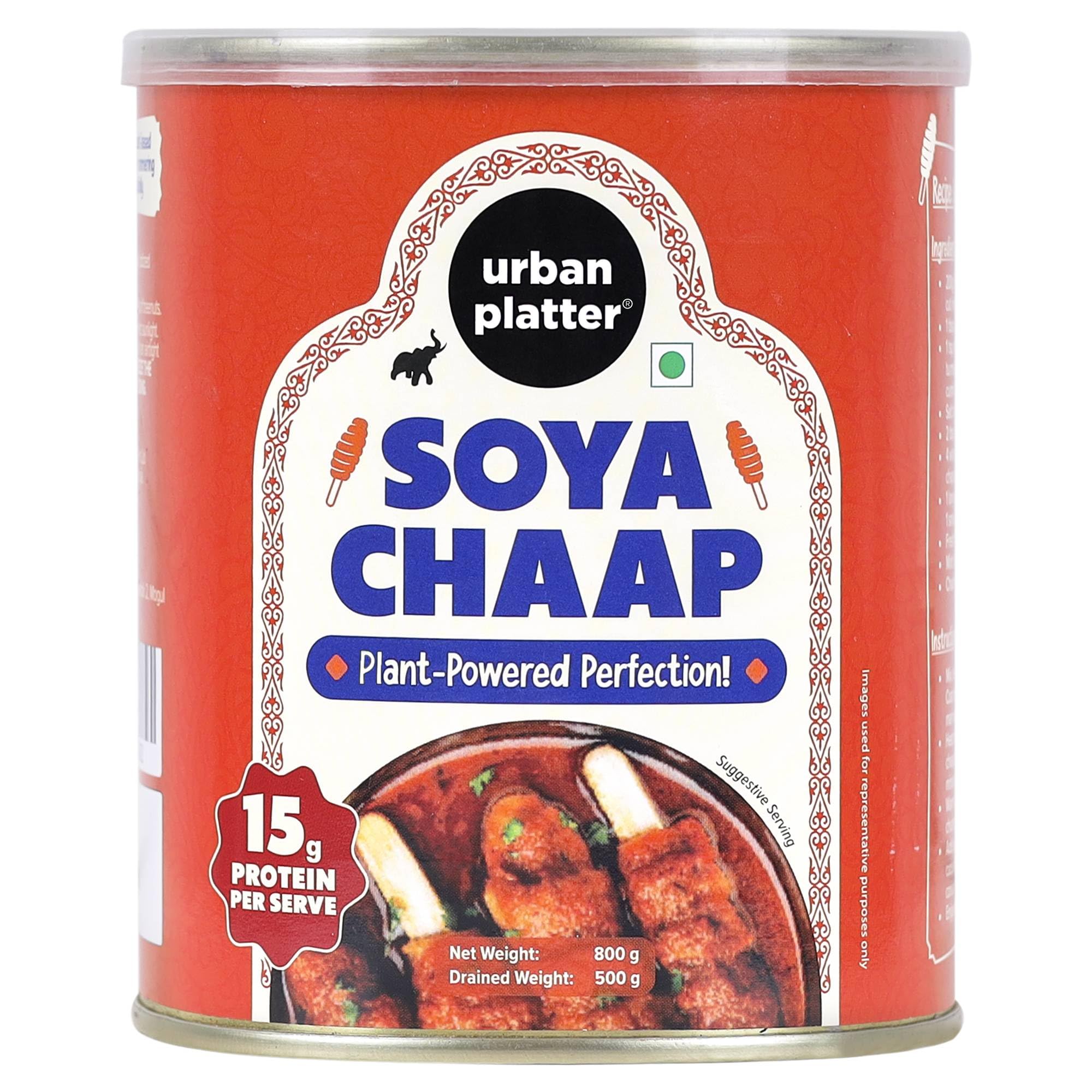 Urban Platter Vegan Soya Chaap Chunks on Stick - 800g | Plant-Based Protein Snack for BBQ, Grilling & Party Appetizers | Healthy Meat Alternative