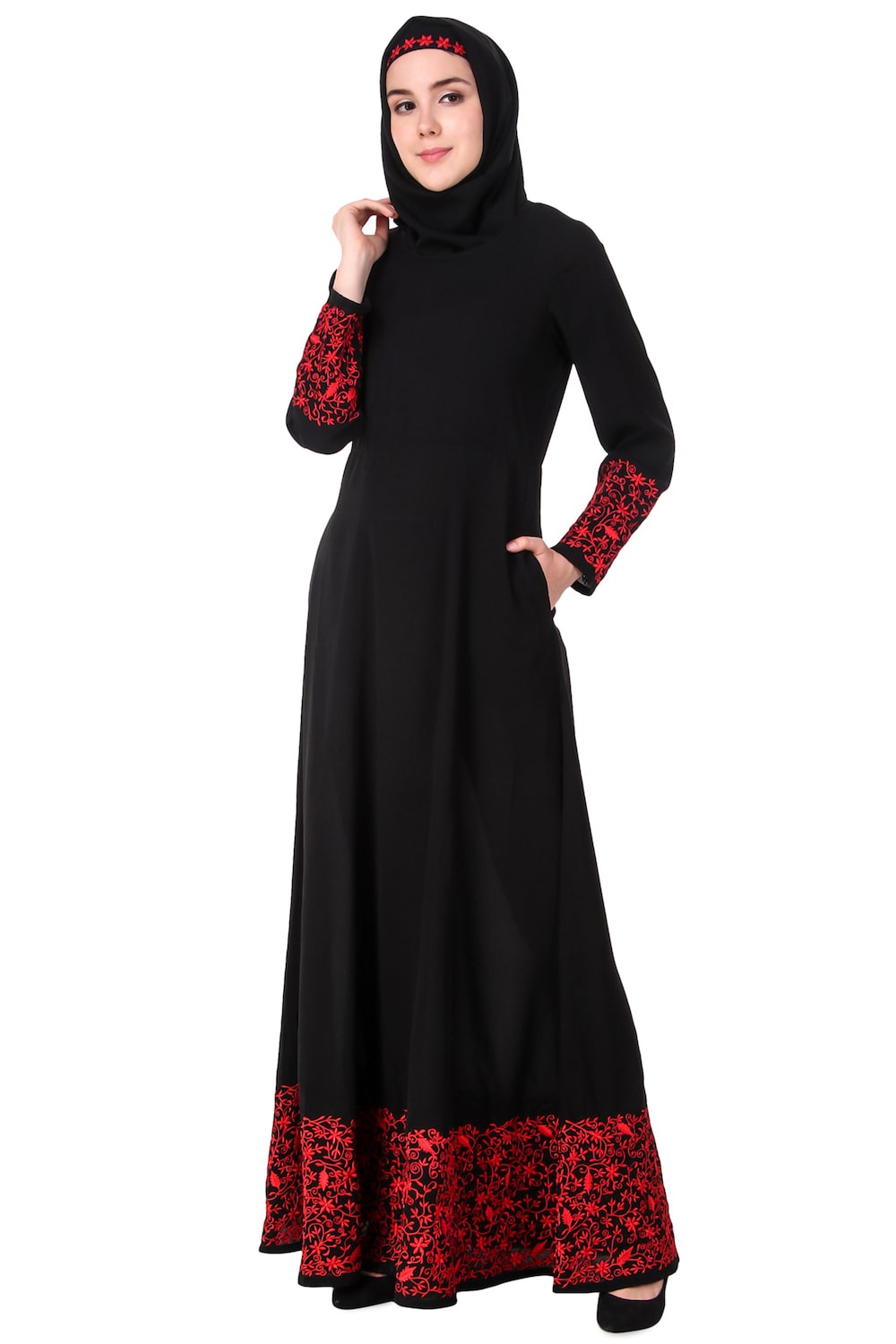 Exquisite Hand Embroidered Anarkali Eid Abaya Dress for Women - Perfect for Eid Celebrations, Weddings & Special Occasions