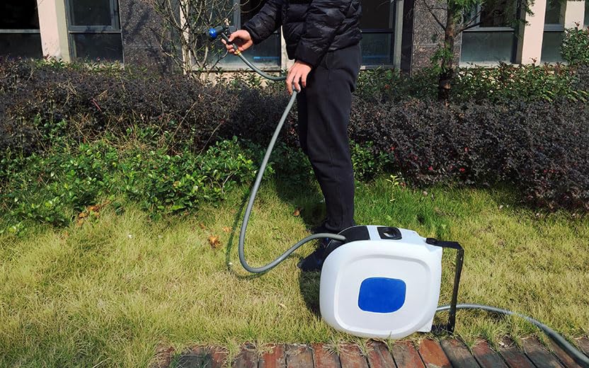 50FT Retractable Garden Hose Reel with 1/2 Inch PVC Braided Hose & Multi-Pattern Spray Nozzle - Perfect for Lawn Care, Car Washing, and Outdoor Cleaning