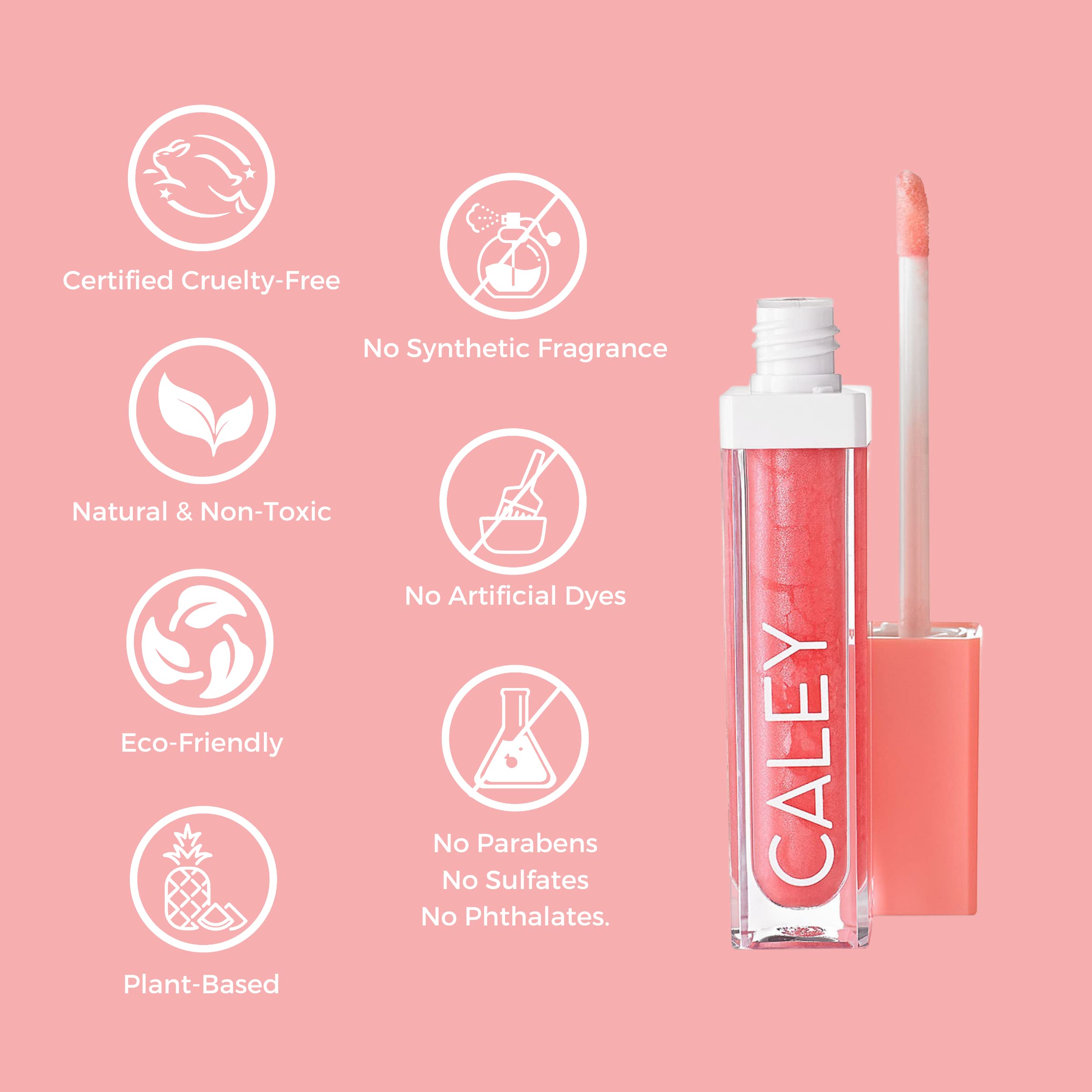 Caley Cosmetics Probiotic Lip Oil Gloss - Hydrating & Nourishing Lip Treatment with Natural Oils, Island Blossom Scent | Perfect for Daily Moisture & Nighttime Lip Care
