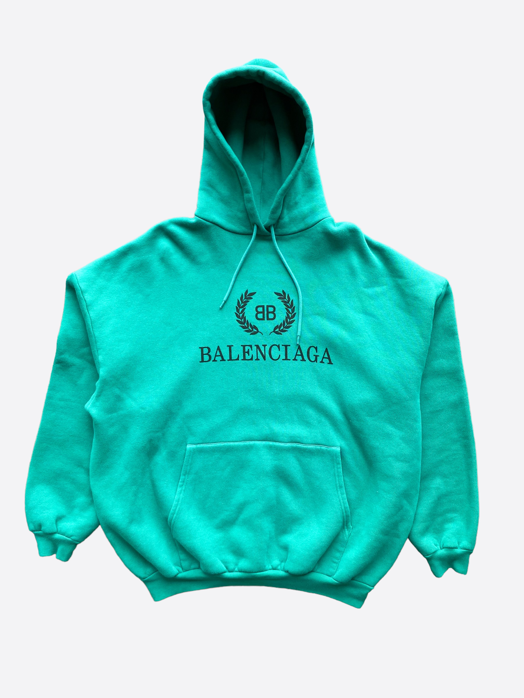 Balenciaga Teal Logo Oversized Hoodie for Men & Women | Streetwear Fashion Hooded Sweatshirt | Casual Wear & Gym Outfit