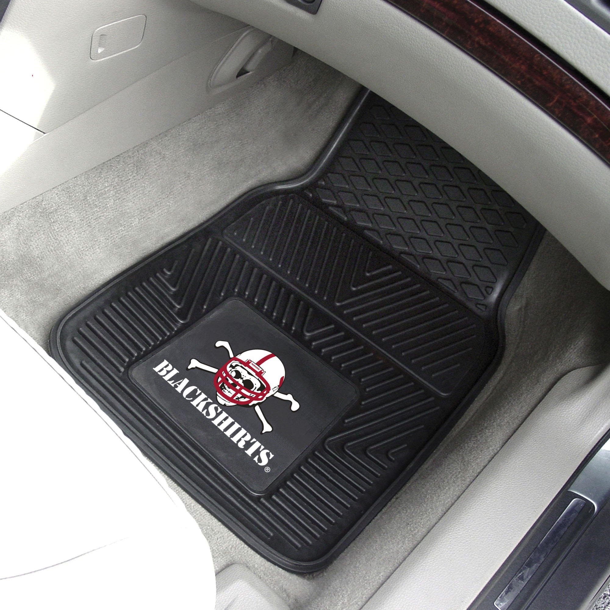 Nebraska Cornhuskers 2-Piece Heavy Duty Vinyl Car Floor Mats Set - All Weather Protection, Universal Fit, Deep Reservoir Design (Blackshirts Alternate Logo, Black) - Perfect for Trucks, SUVs & Sedans - Front Row Floor Mats for Ultimate Protection Against Dirt, Mud & Snow