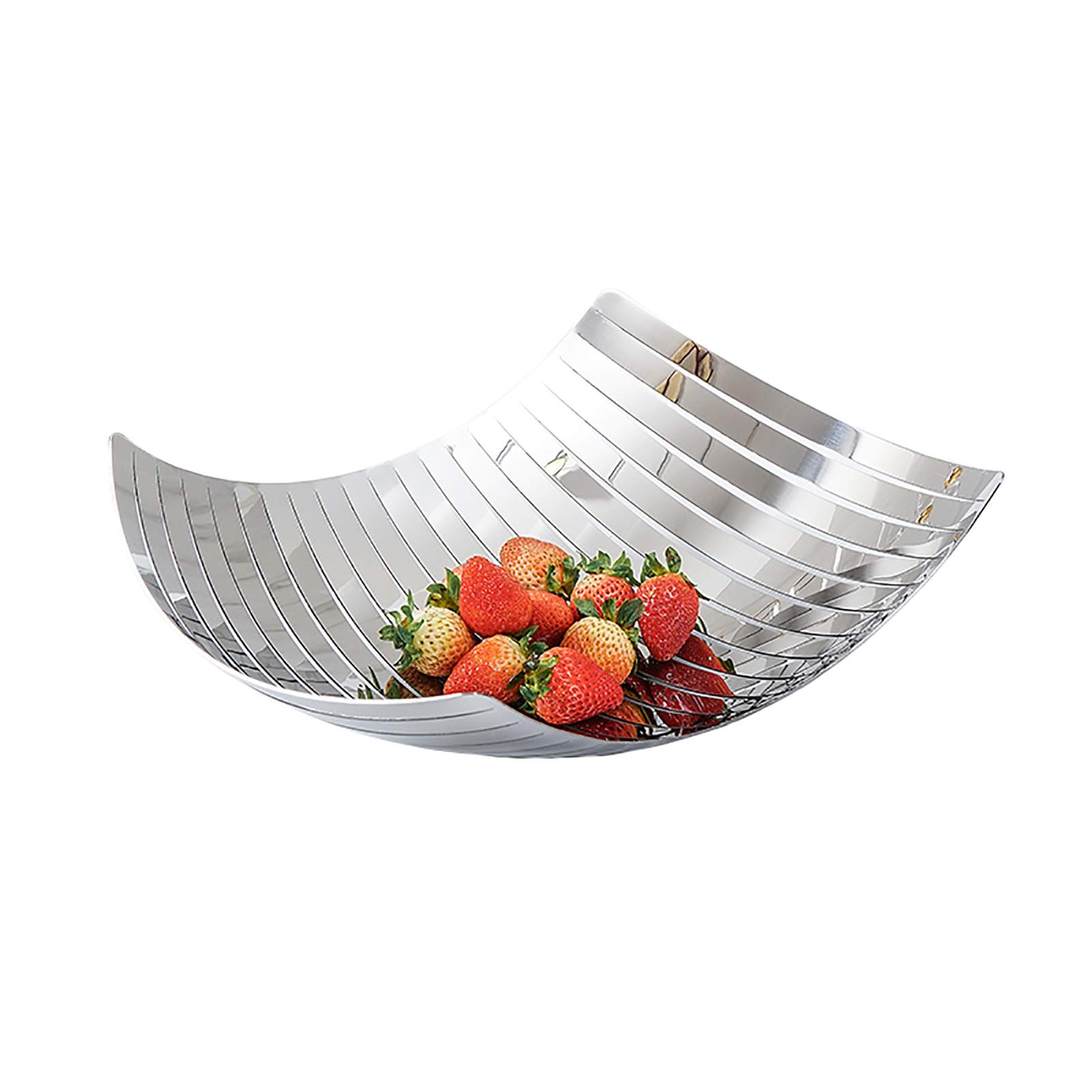 Stainless Steel Fruit Basket with Modern Decorative Hollow Design - Elegant Silver Fruit Bowl for Kitchen Countertop, Dining Table Centerpiece (32x27.5x8cm) - Perfect for Fresh Fruit Display, Home Decor & Gift Giving
