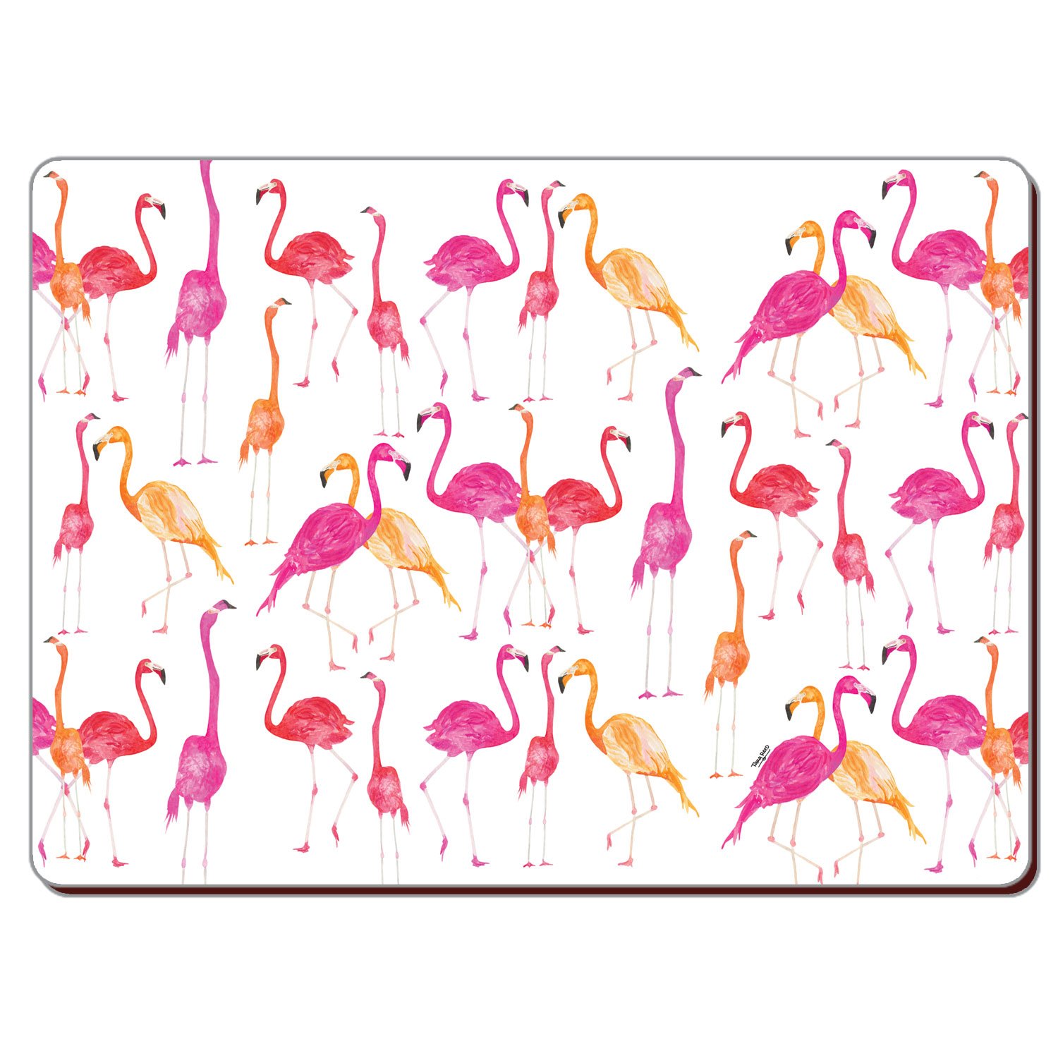 Premium Set of 2 Flamingo Print Hardboard Placemats - Tropical Themed Durable Table Mats for Dining, Kitchen Decor, and Party Settings
