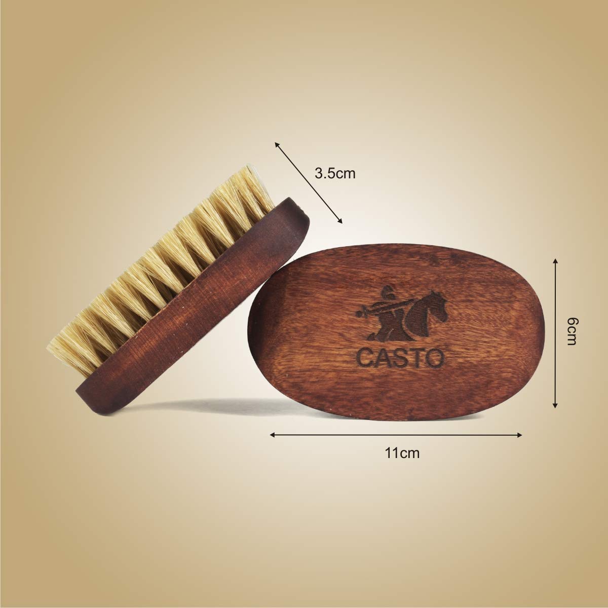 Premium Travel Beard Brush with Natural Boar Bristles & Walnut Wood Handle - Compact Tapered Design by CASTO - Perfect for Grooming On-The-Go, Travel Kits & Daily Beard Care Routine