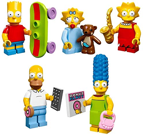LEGO The Simpsons Family Minifigures Set - Homer, Marge, Bart, Lisa & Maggie (5-Pack Sealed) | Collectible Building Toys for Kids & Adults | Perfect for Display, Gifts & Play Scenes