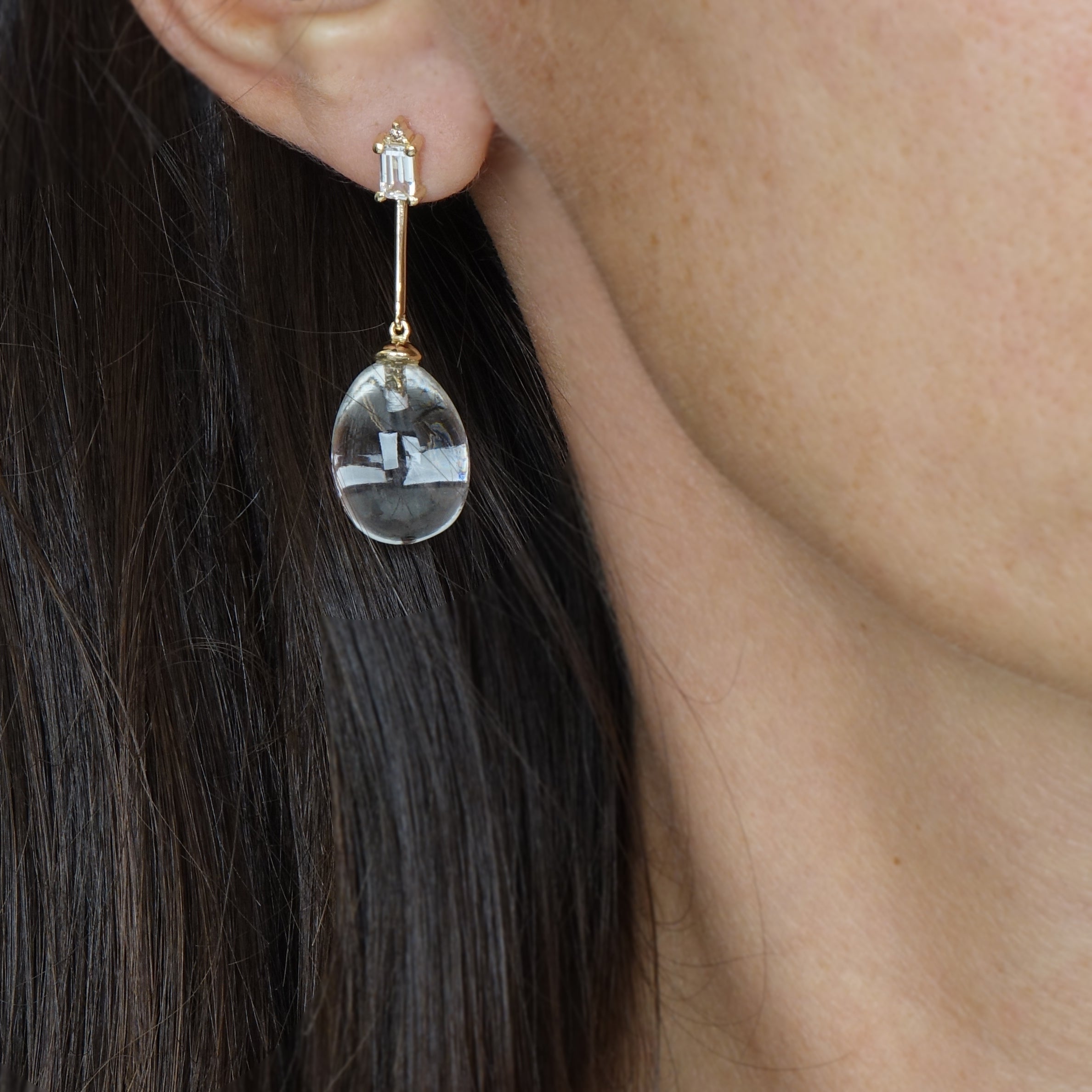 Natural Clear Quartz Egg Drop Earrings for Women – Elegant Dangle Jewelry for Everyday Wear & Special Occasions
