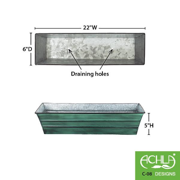 Galvanized Steel Flower Box Planter - Rustproof Outdoor Garden Planter for Flowers, Herbs & Plants - Perfect for Patio, Balcony & Window Sill Decor