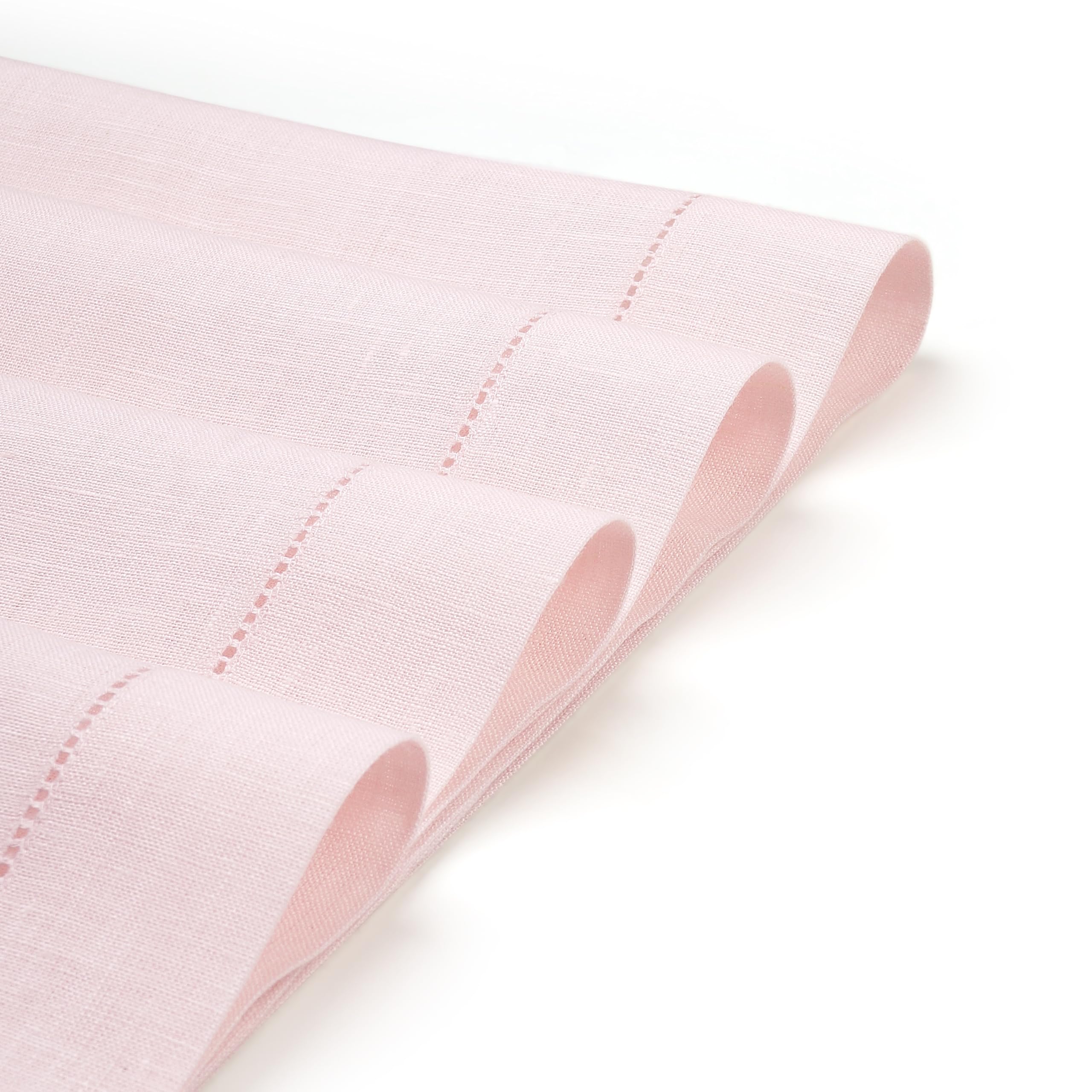 D'Moksha Homes 100% Pure Linen Placemats Set of 4 - 14x19 Inch Pastel Pink Table Mats with Classic Hemstitch, Washable Dining Table Decor for Easter, Spring Brunch, Wedding & Home Decor