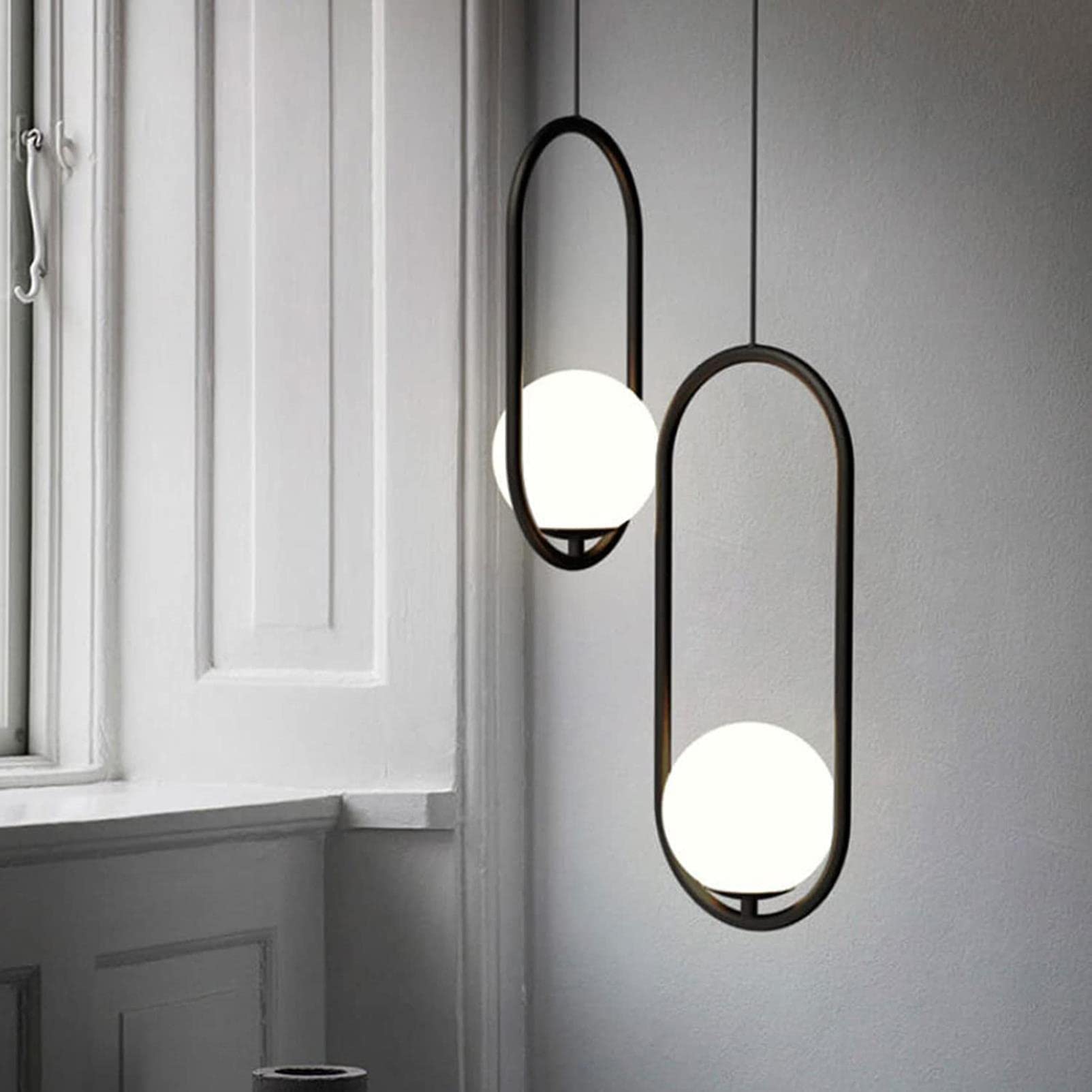 Modern Frosted Glass Globe Pendant Light - Adjustable 59In Hanging Chandelier for Kitchen Island, Dining Room & Bedroom - 11.8In Diameter Ceiling Fixture - Perfect for Ambient Lighting Over Tables, Countertops and Living Spaces