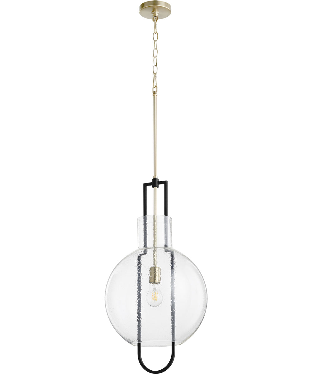 1 Light Black Pendant Light with Aged Brass Finish - Perfect for Kitchen Island, Dining Room, or Entryway Lighting
