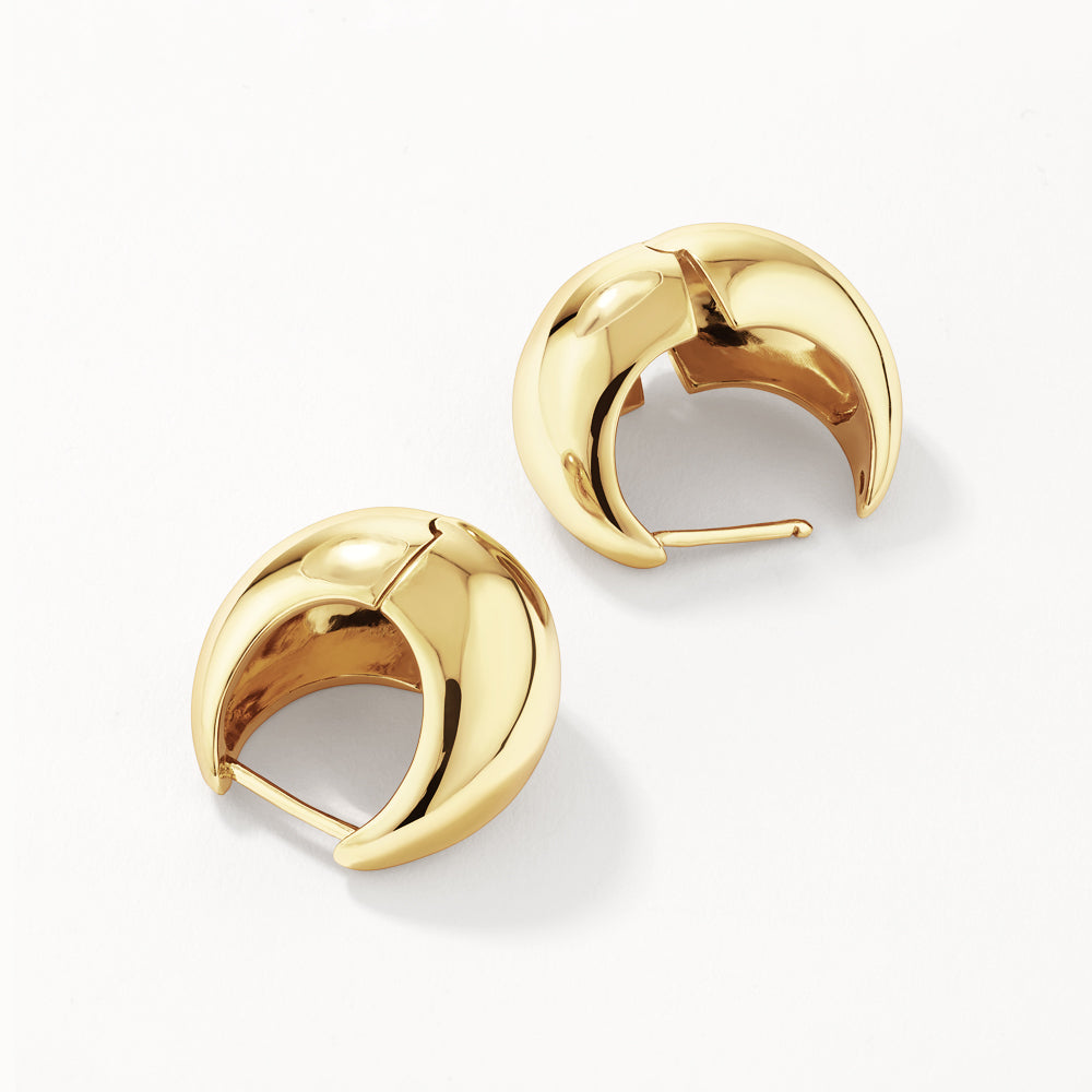 Gold Curve Dome Huggies Earrings - Elegant Hoop Earrings for Women, Perfect for Parties, Weddings & Everyday Wear