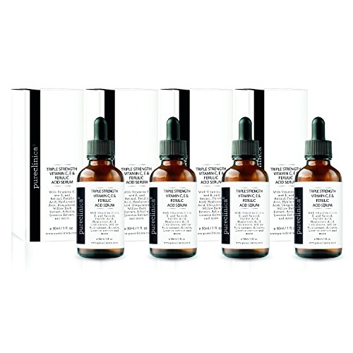 Triple Strength Vitamin C, E & Ferulic Acid Serum with Retinol & Hyaluronic Acid - Anti-Aging Face Serum for Brightening & Wrinkles - 30ml / 1 fl oz (4 Pack) - Perfect for Daily Skincare Routine & Night Treatment
