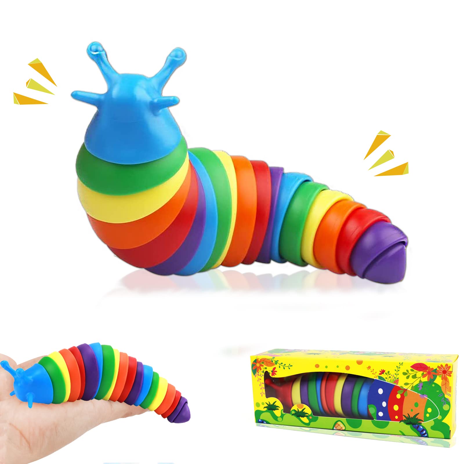 Tuscyvk Flexible Articulated Fidget Slug Toy - Sensory Stress Relief Slug for Kids & Adults with Autism - Bendable Decompression Caterpillar Toy for Relaxation & Focus (Blue) - Perfect for Anxiety Relief, Classroom, Office & Home Use