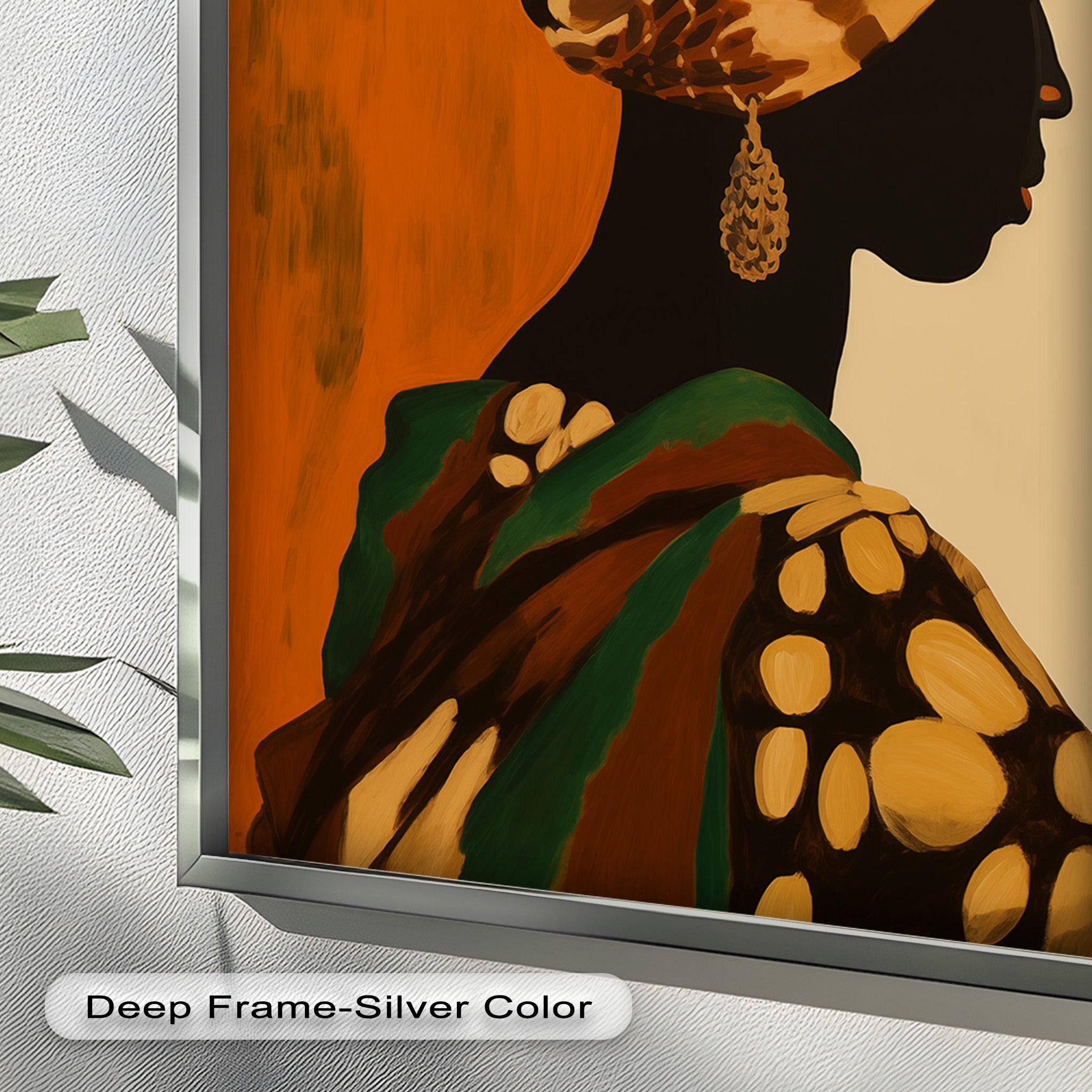 African Woman Portrait Art - Hand-Painted Framed Oil Painting for Home & Office Decor | Wall Art for Living Room, Bedroom, or Office