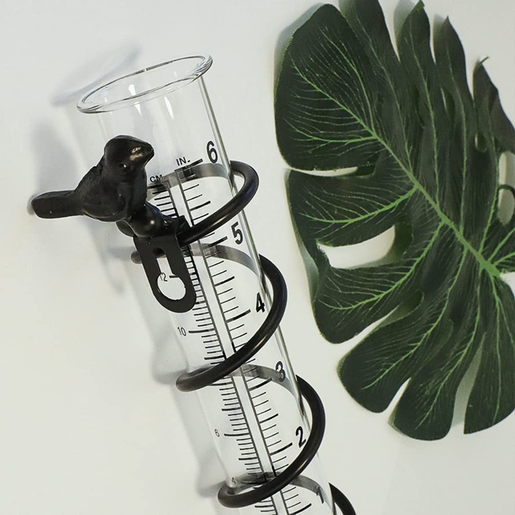 Spiral Rain Gauge with Decorative Bird - Accurate Glass Rainwater Measurement Tool for Garden & Outdoor Use | Perfect for Weather Monitoring, Gardening, and Landscaping