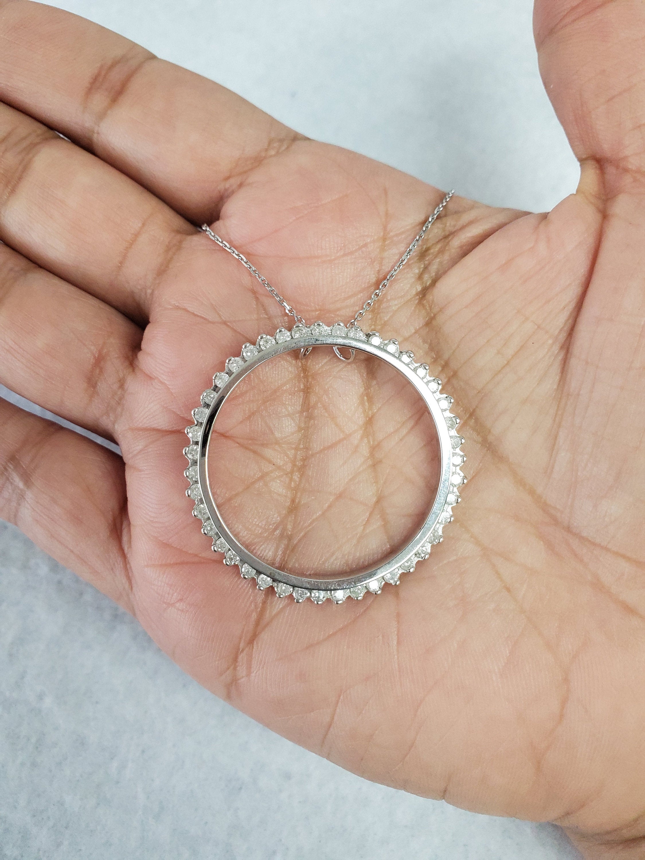 1 CT Circle of Life Diamond Pendant Necklace in 14k White Gold - Perfect for Anniversaries, Weddings & Special Occasions