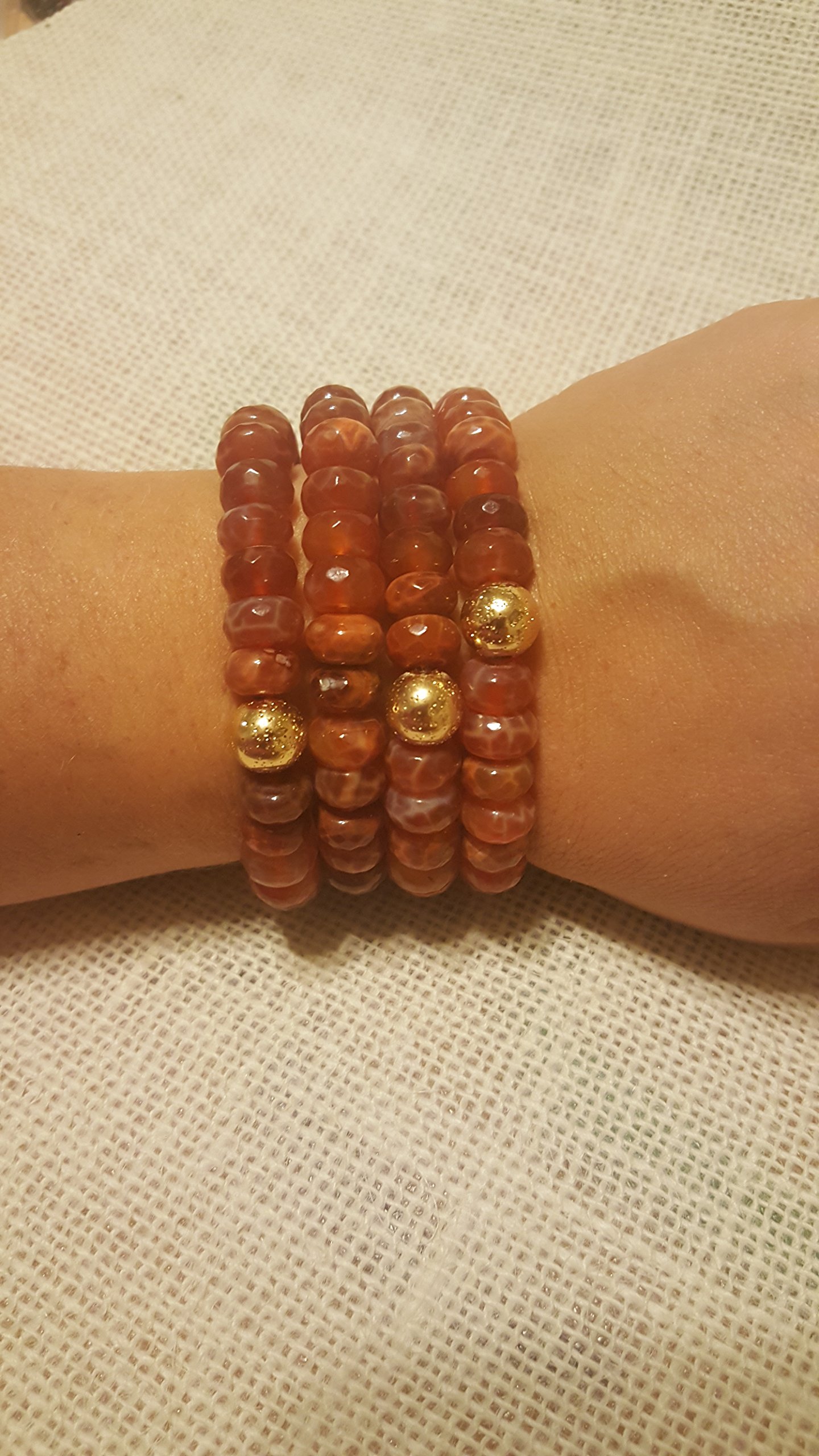 Rondelle Agate Stacking Bead Bracelets for Women - Natural Stone Beaded Stretch Bracelets Set - Boho Chic Jewelry for Layering, Stacking & Everyday Wear