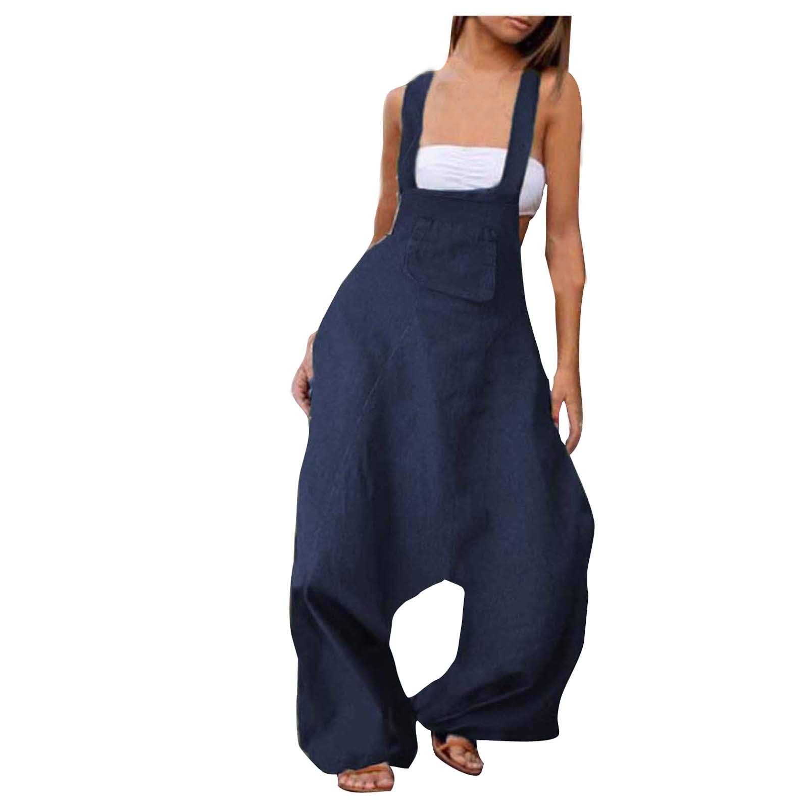 Wocachi 2022 Women's Floral Print Sleeveless Wide Leg Jumpsuit - Casual Loose Romper Overalls for Summer Outfits, Beach Wear & Vacation Essentials