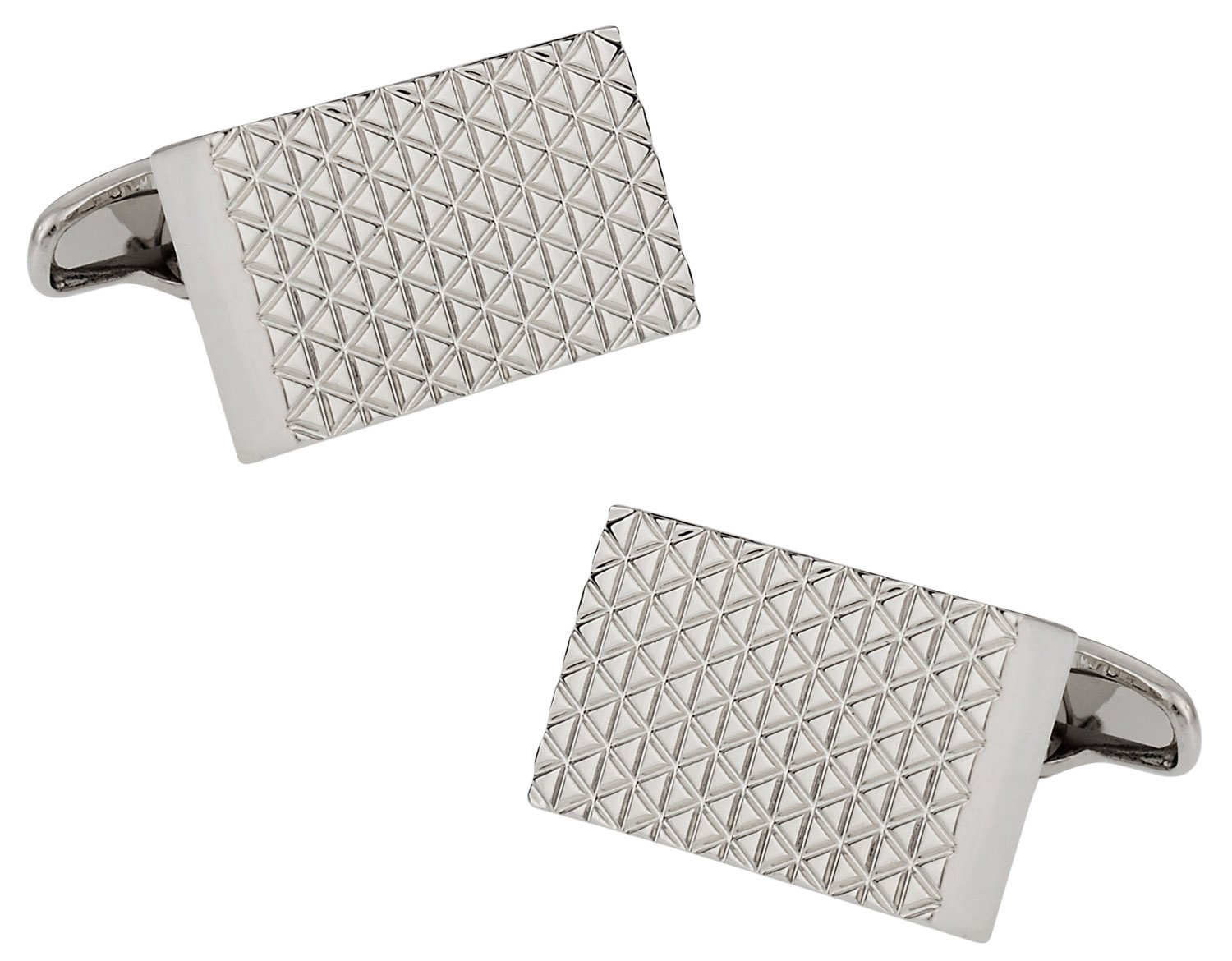 Men's Silver Rectangular Cufflinks - Elegant Gridlock Design Cuff Links with Travel Gift Box | Perfect for Weddings, Business Meetings & Formal Occasions