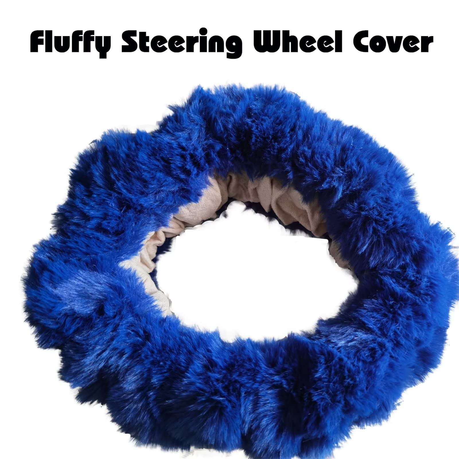 YUNXNYC Soft Fluffy Steering Wheel Cover - Winter Warm Plush Non-Slip Car Accessory for Women, Universal Fit for Most Vehicles (Blue) | Cozy Driving Comfort in Cold Weather