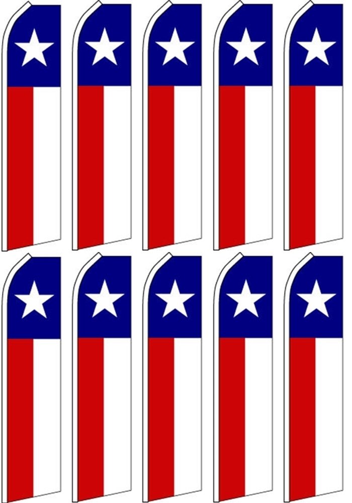 10 Pack Texas Star Swooper Flutter Flags - Red, White & Blue Patriotic Garden Decor for Outdoor Yard, Parties & Events
