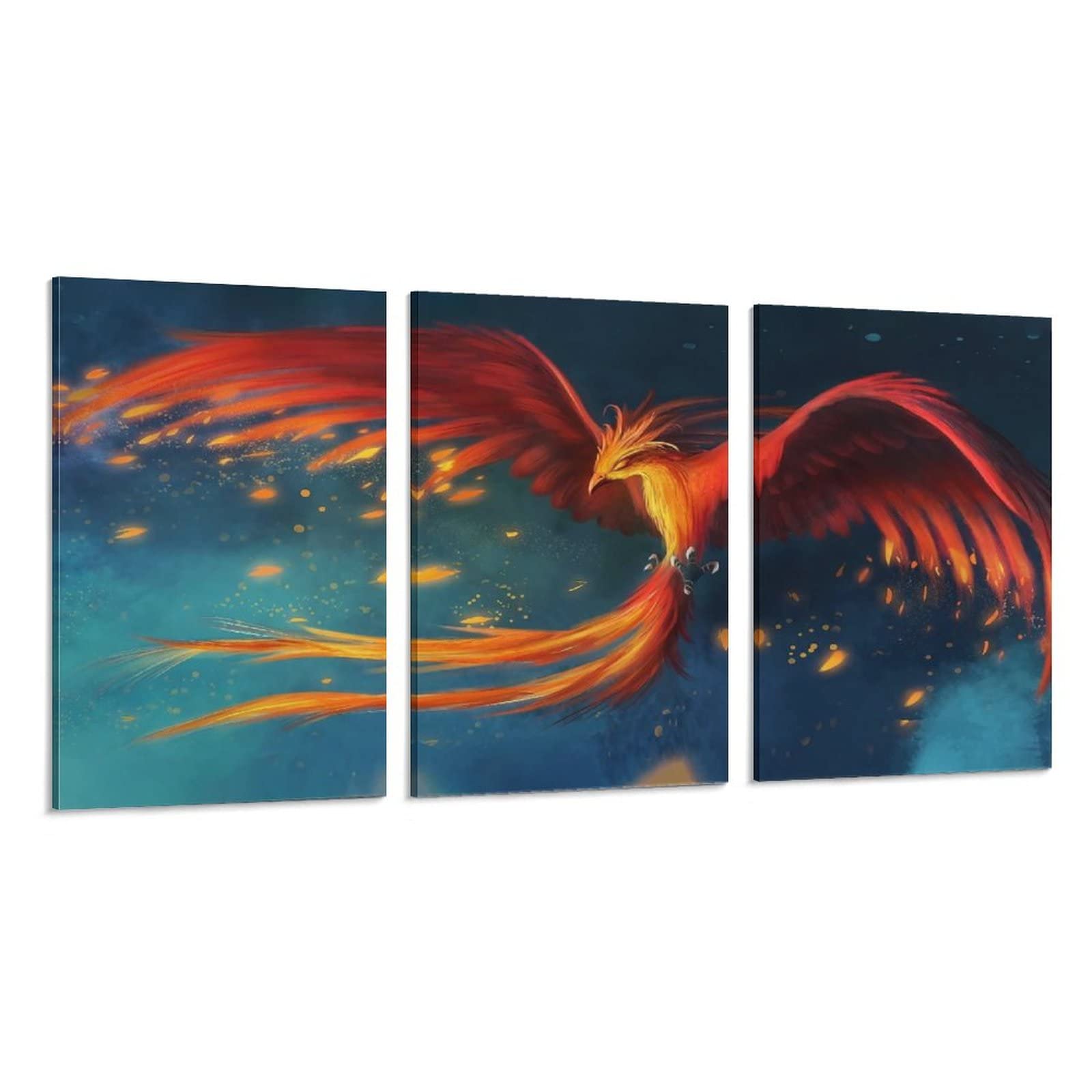 3-Piece Beautiful Phoenix Canvas Wall Art Prints - 16x24 Inch (40x60cm) Modern Home Decor for Living Room, Bedroom & Office - Perfect for Wall Decoration & Gift Giving