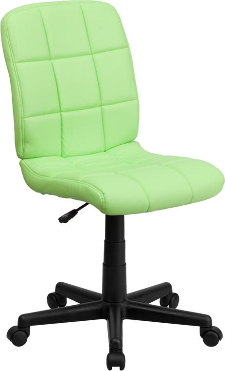 FLASH Clayton Mid Back Black Quilted Vinyl Swivel Task Office Chair with Arms - Ergonomic Desk Chair for Home Office, Computer Workstation & Conference Room