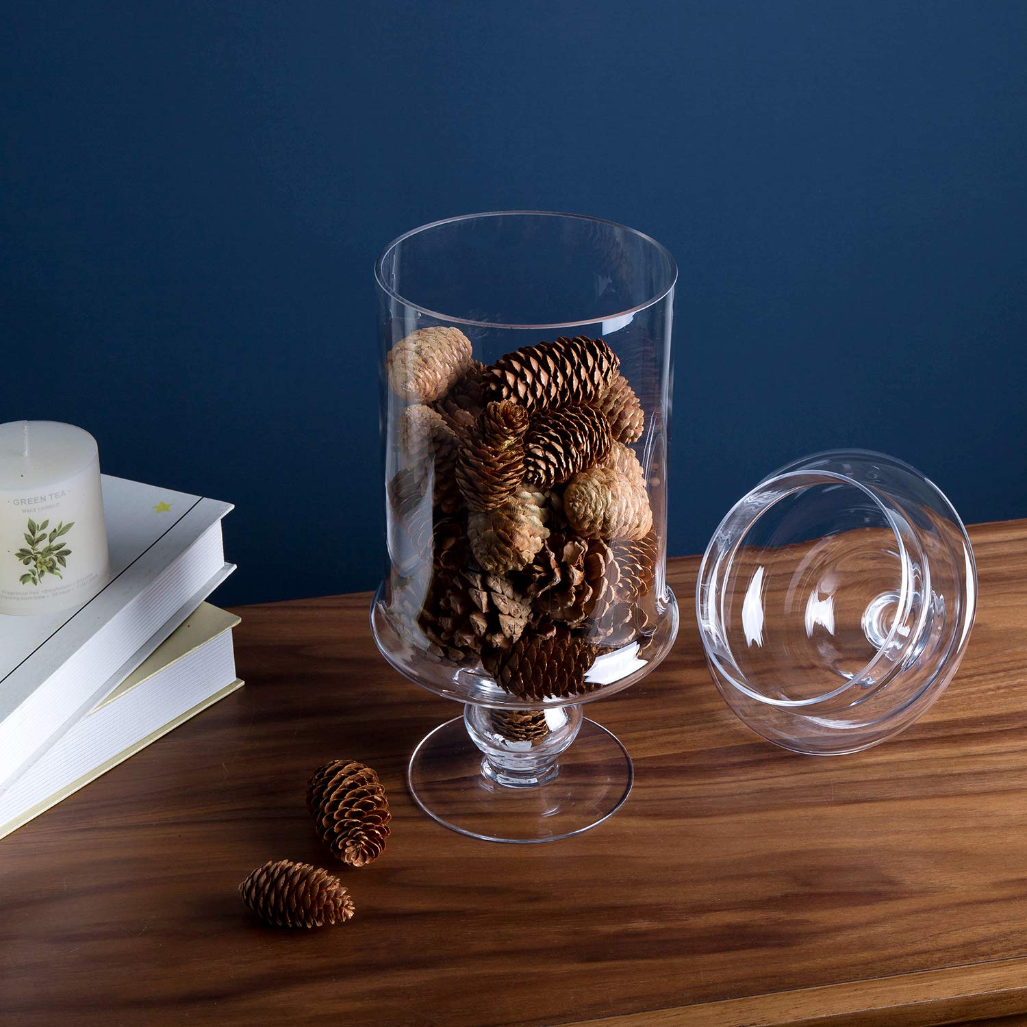 Elegant Diamond Star Apothecary Glass Candy Jar with Lid - 12