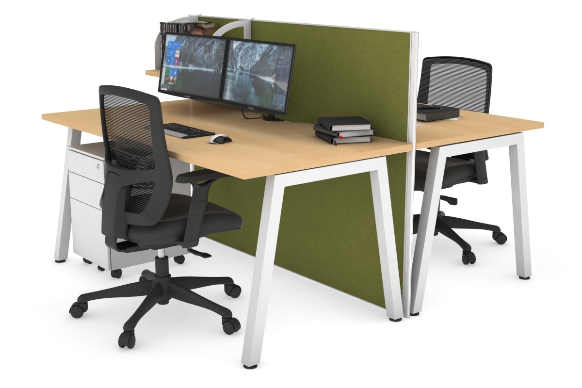 Horizon Quadro 2-Person Office Workstation Bench with A-Legs - 1200L x 800W Dimensions, Cable Management Scallop - Perfect for Shared Workspaces & Collaborative Office Environments